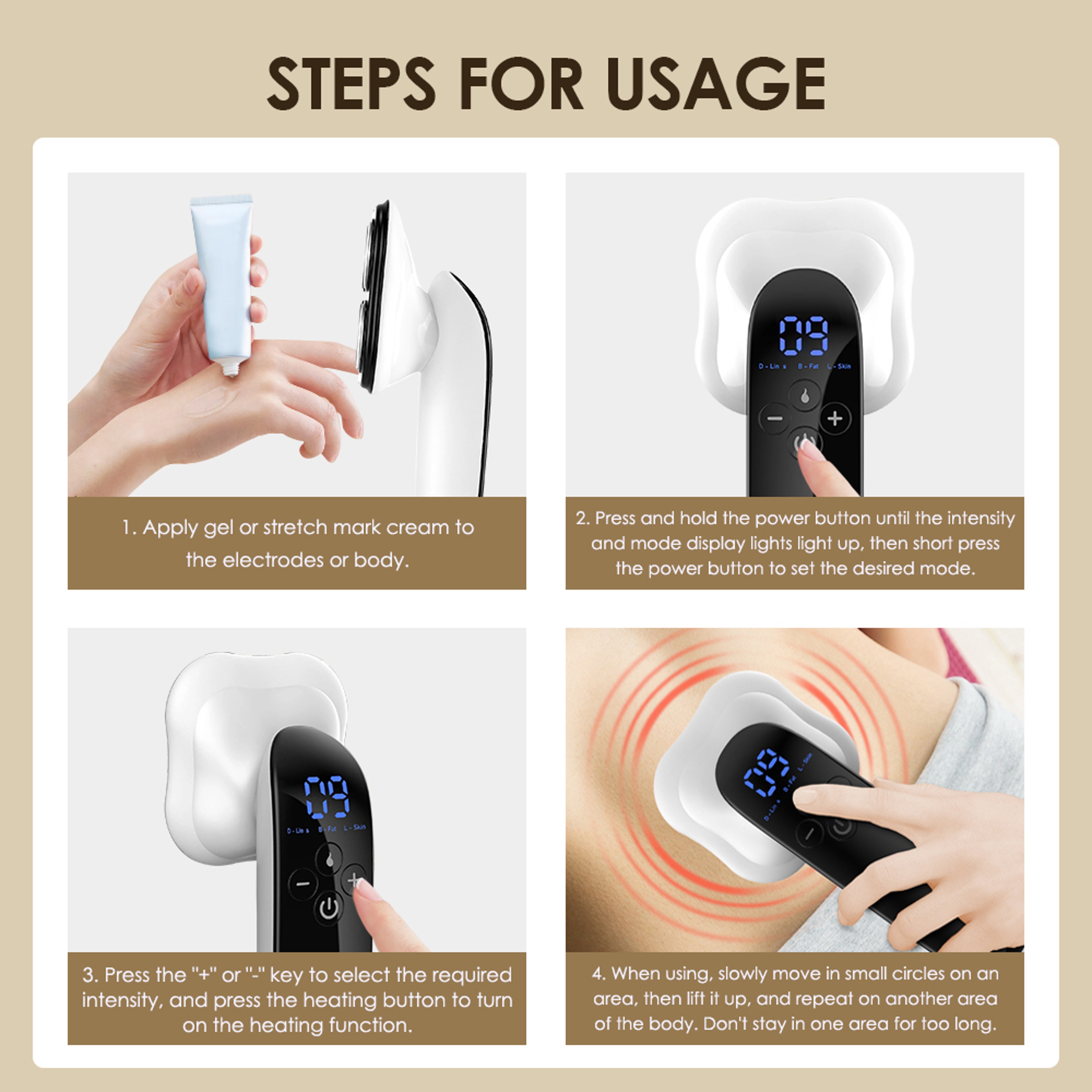 Rechargeable Electric Fat Removal Instrument Portable Body Slimming Massager Fat Burning Device For 3