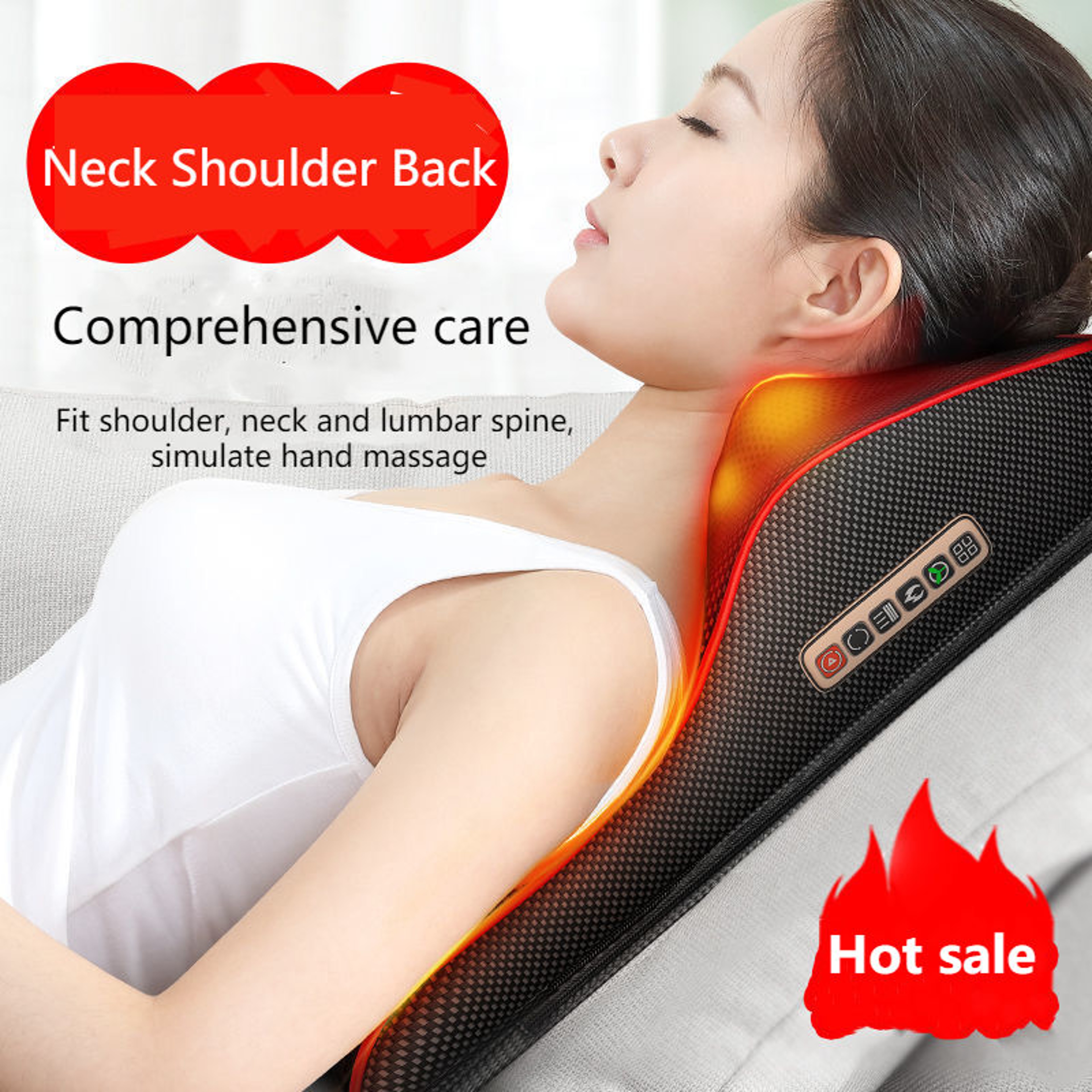 Electric Neck Pillow Massager, Head Cervical Airbag Traction, Back Waist Body Massager for Car, Heating and Vibration – view 2