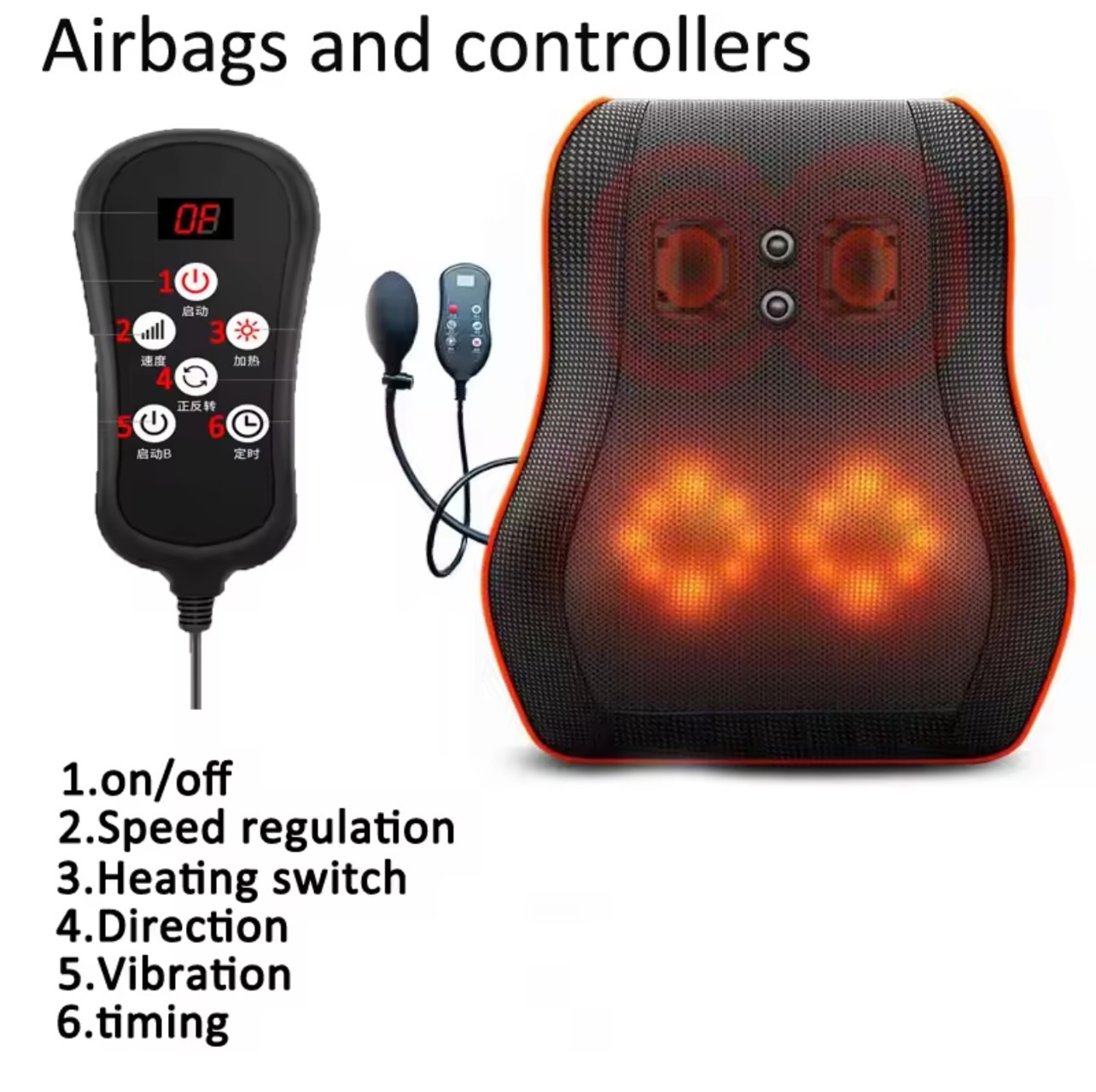Electric Neck Pillow Massager, Head Cervical Airbag Traction, Back Waist Body Massager for Car, Heating and Vibration – view 8