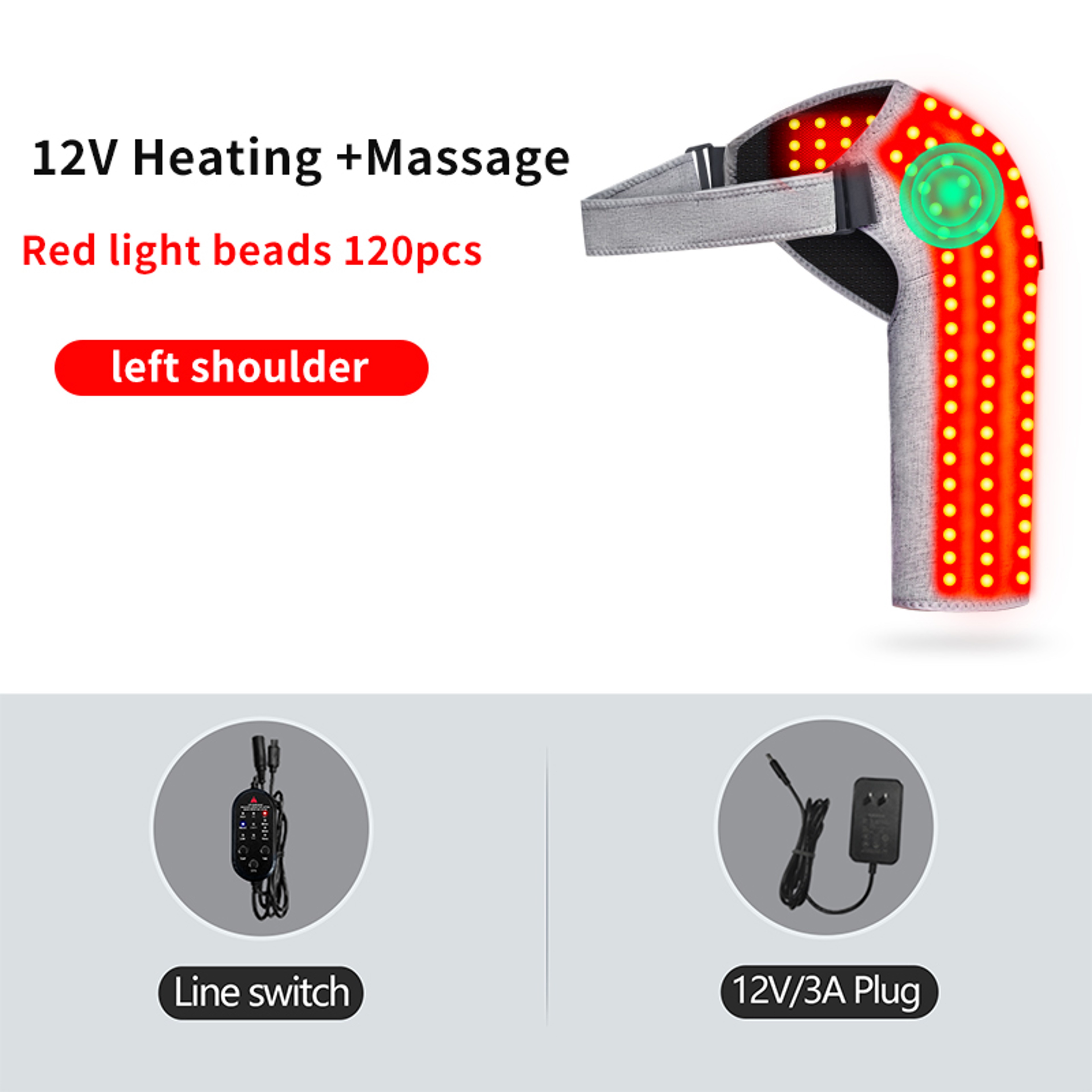 3-Speed Vibration Muscle Relax Belt, Red Light Shoulder Electric Heating Pad, Thermal Neck Health Care Brace – view 10