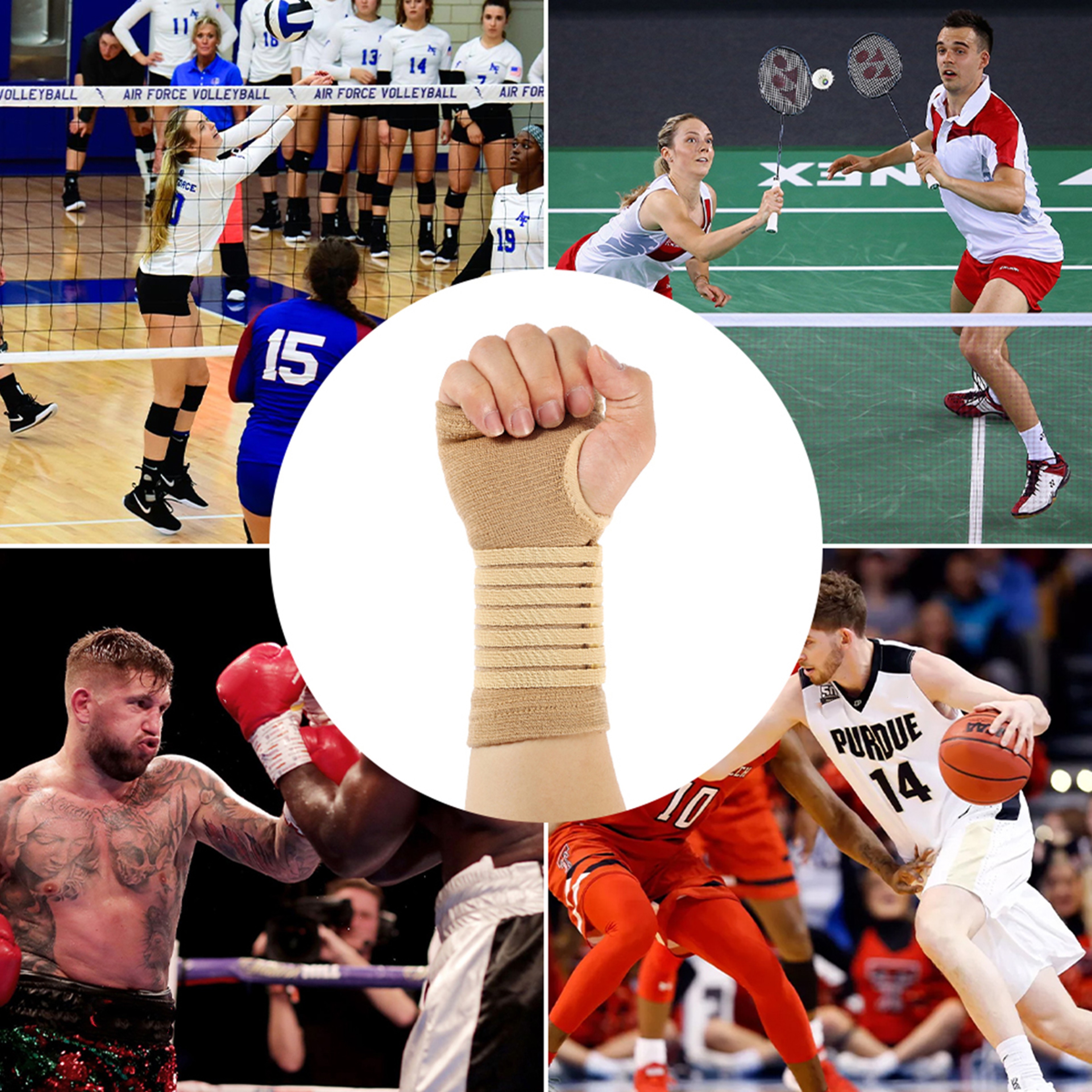 Beige Wrist Support Gloves Hand Bandage Strap For Sprains Injury Or Sports Thumb And Wrist Gloves 2