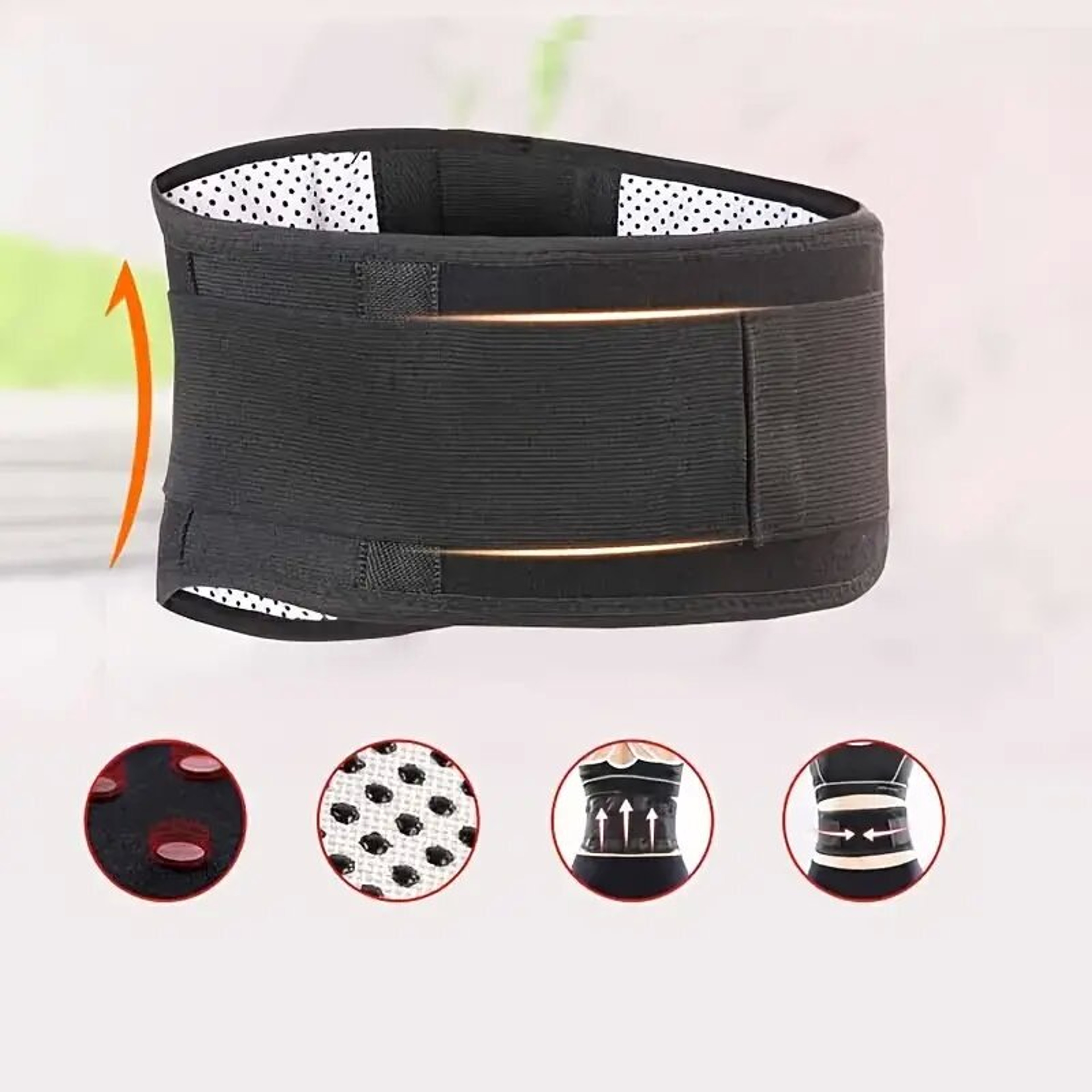Magnetic Back Waist Support Belt, Adjustable Waist Brace, Self Heating Lumbar Massage – view 2
