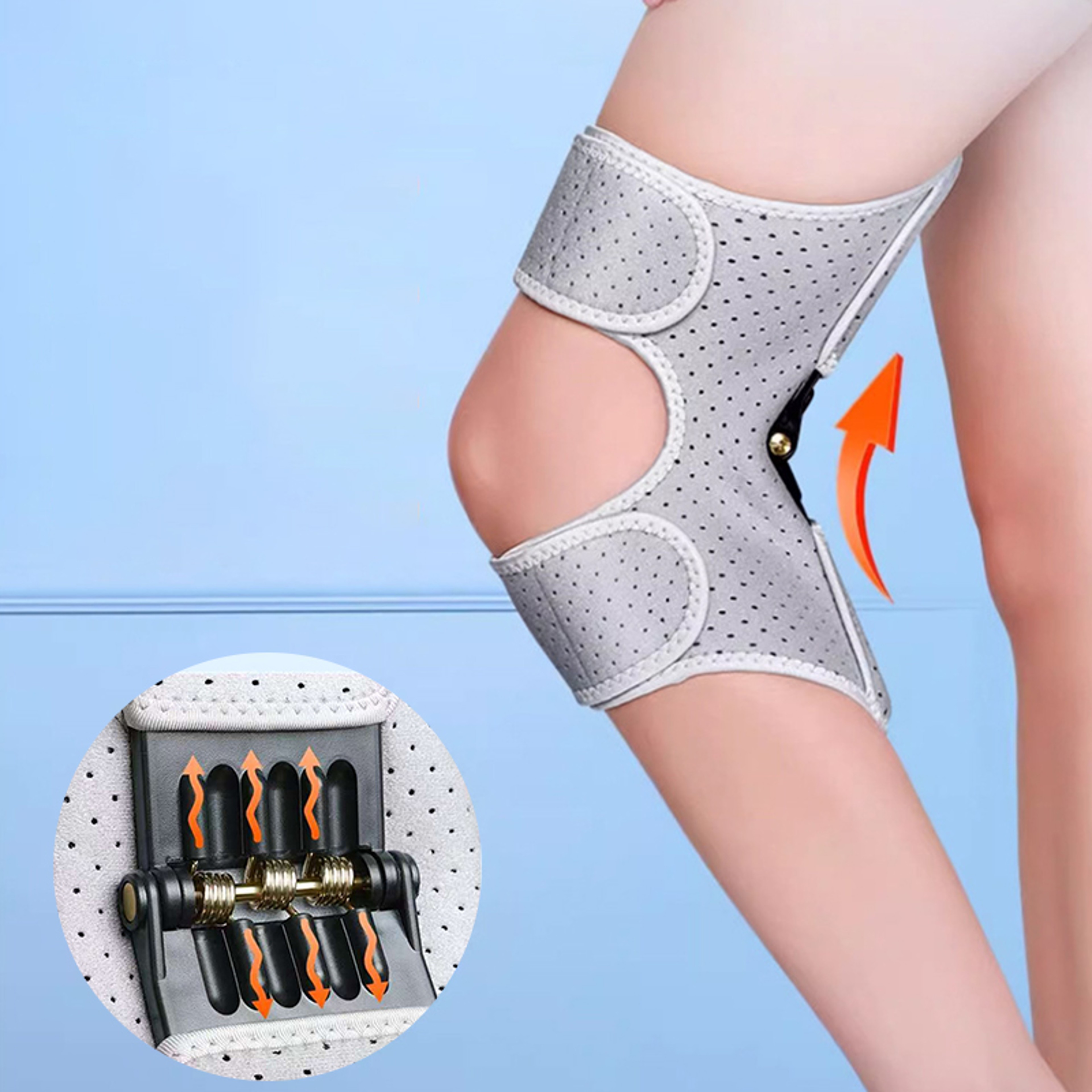 Adjustable Spring Stabilizer Knee Brace Powerful Rebound Springs Joint Support Non-Slip Breathable – view 2
