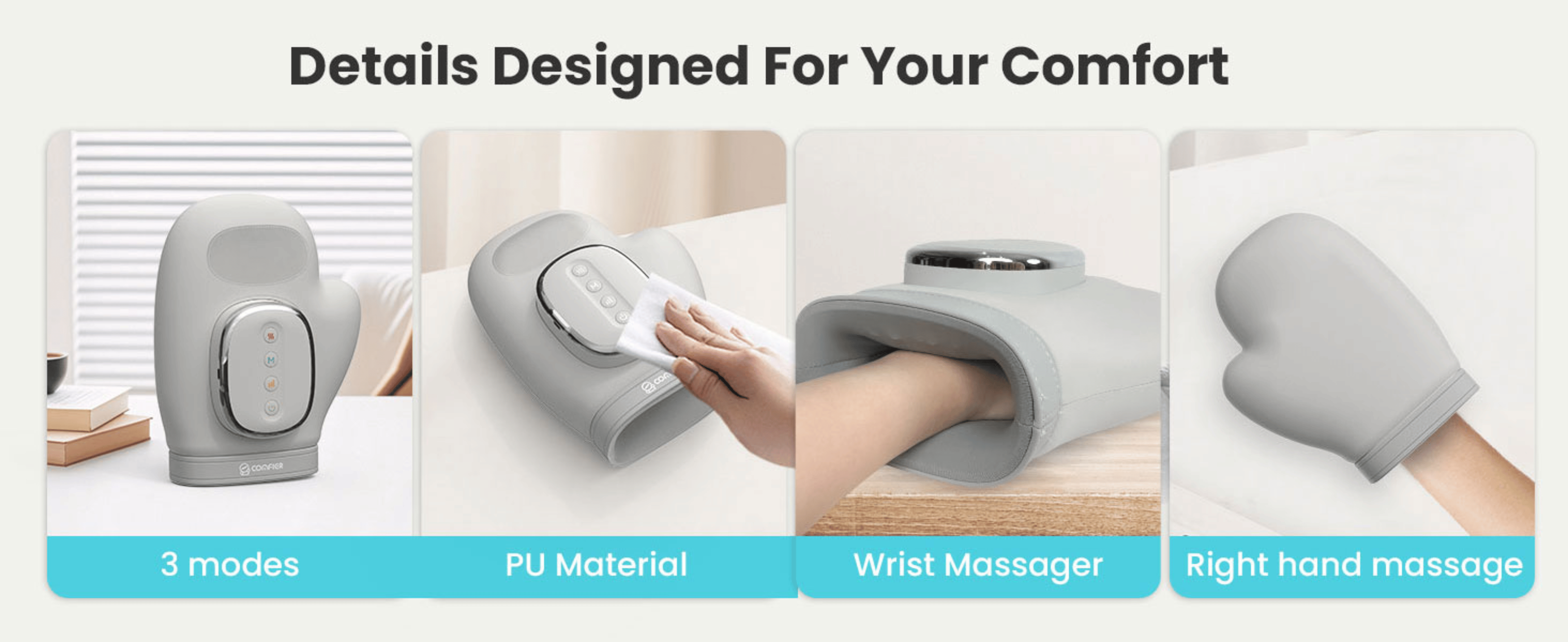 Carpal Tunnel Wrist Finger Massager, Electric Hand Massager, Airbag Compress, Portable Vibrating Kneading Gloves – view 12
