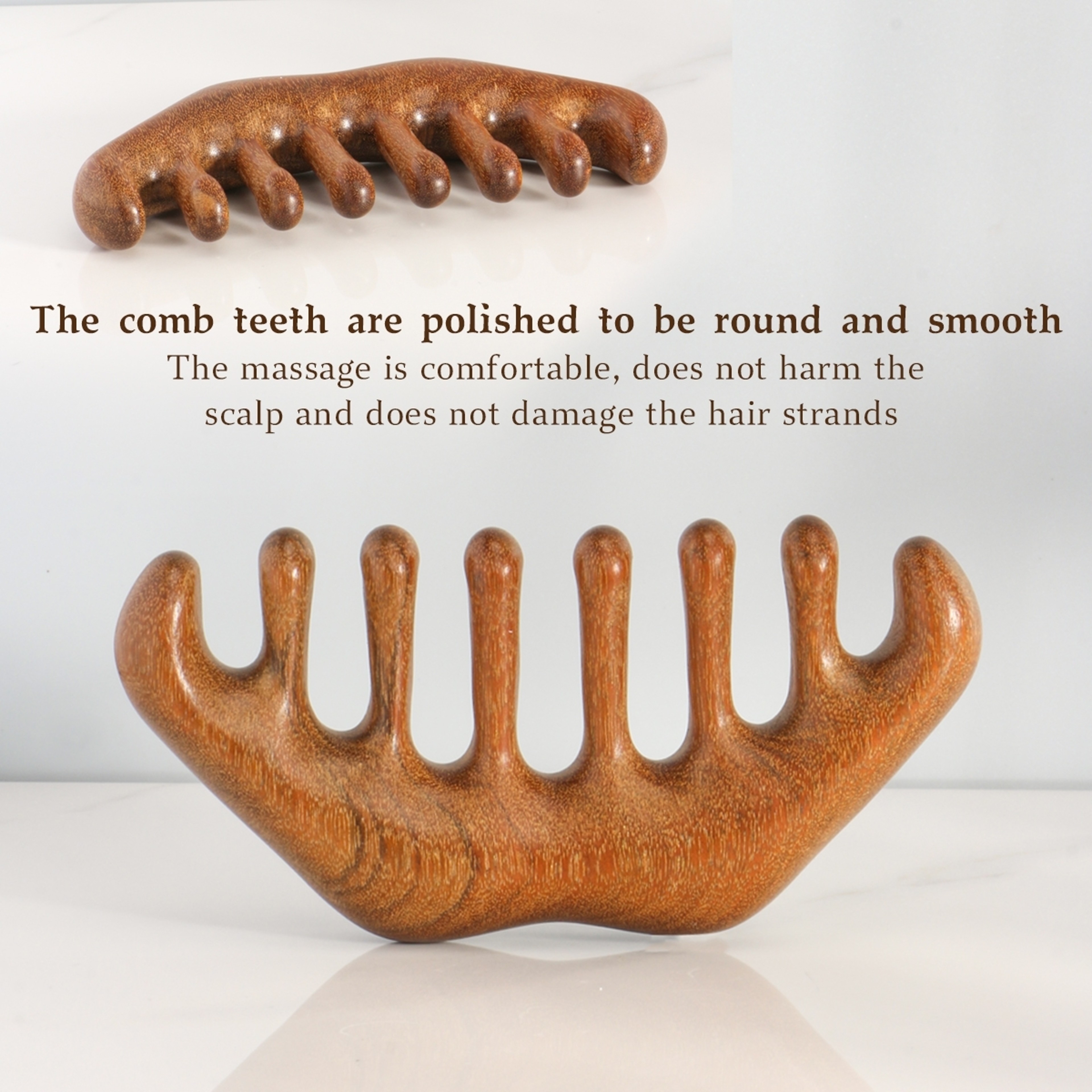 Sandalwood Acupuncture Point Massager Wooden Handle Meridian Massager Eye Nose Facial Massage Comb 3