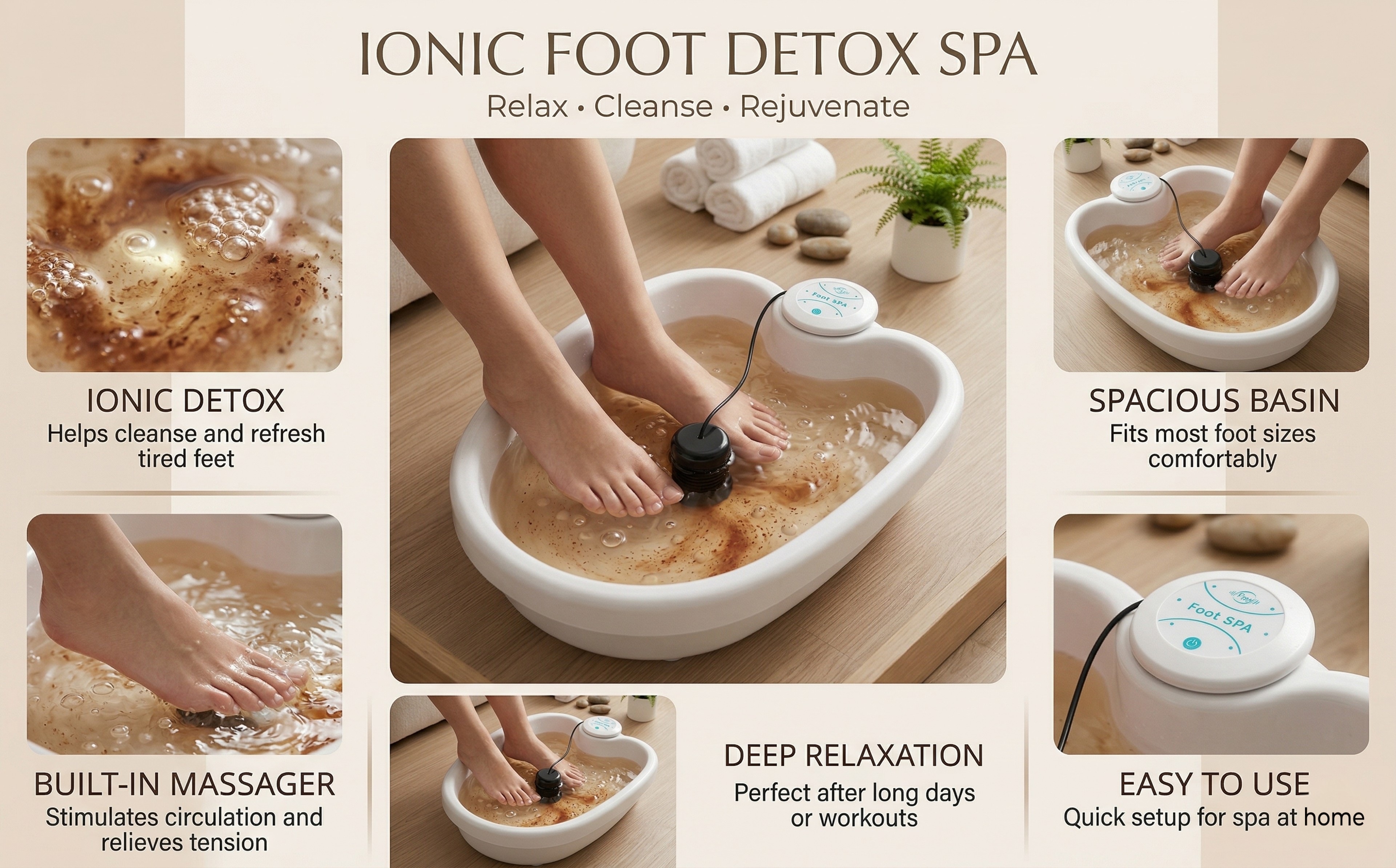 Massager with Basin Footspa Ion Detoxifier, Detox Ionic Footbath Spa, Promote Blood Circulation, Cleansing Relaxing – view 11