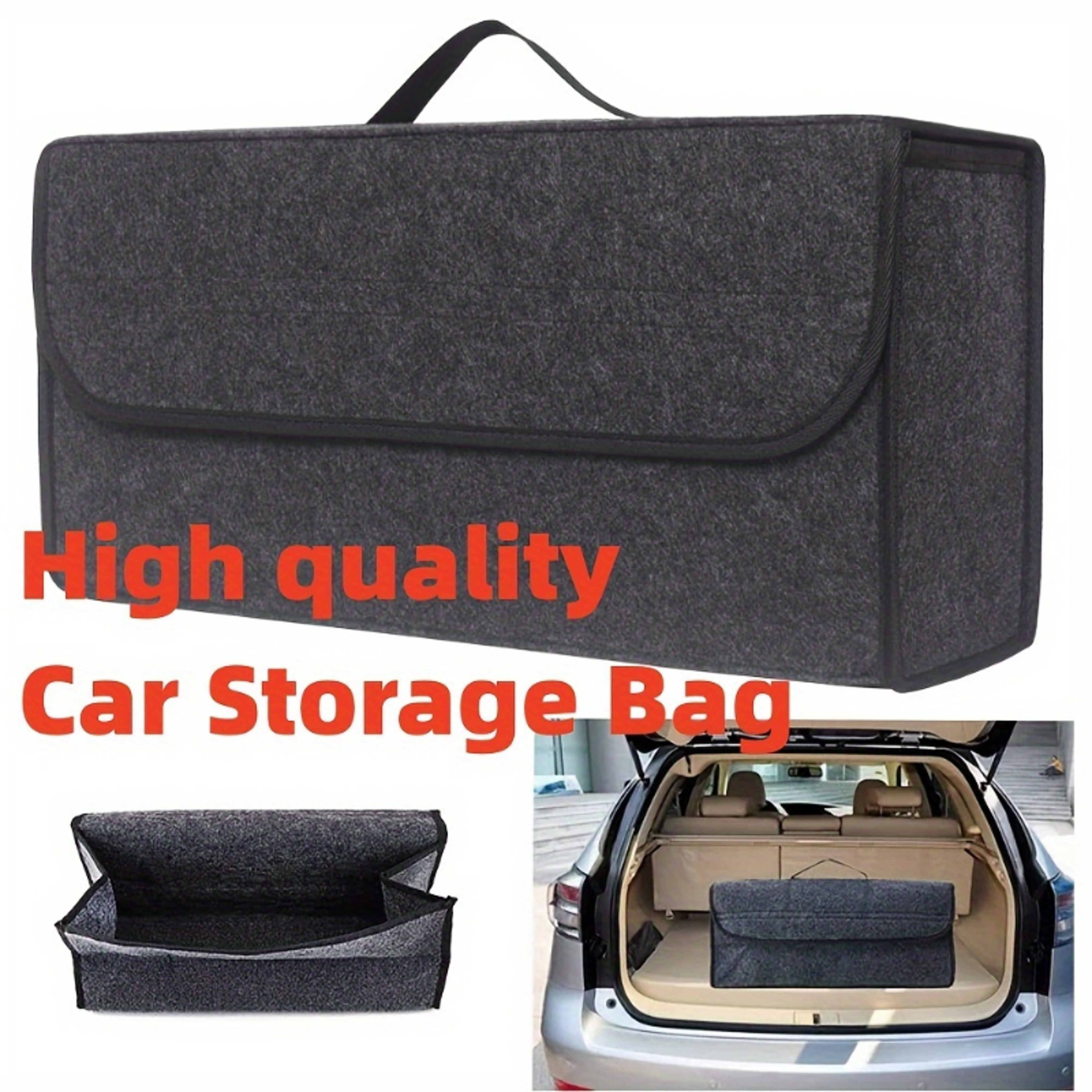 Premium Gray AntiSlip Compartment Boot Storage Organizer Soft Felt Car Trunk Organizer  Tool Storag 4