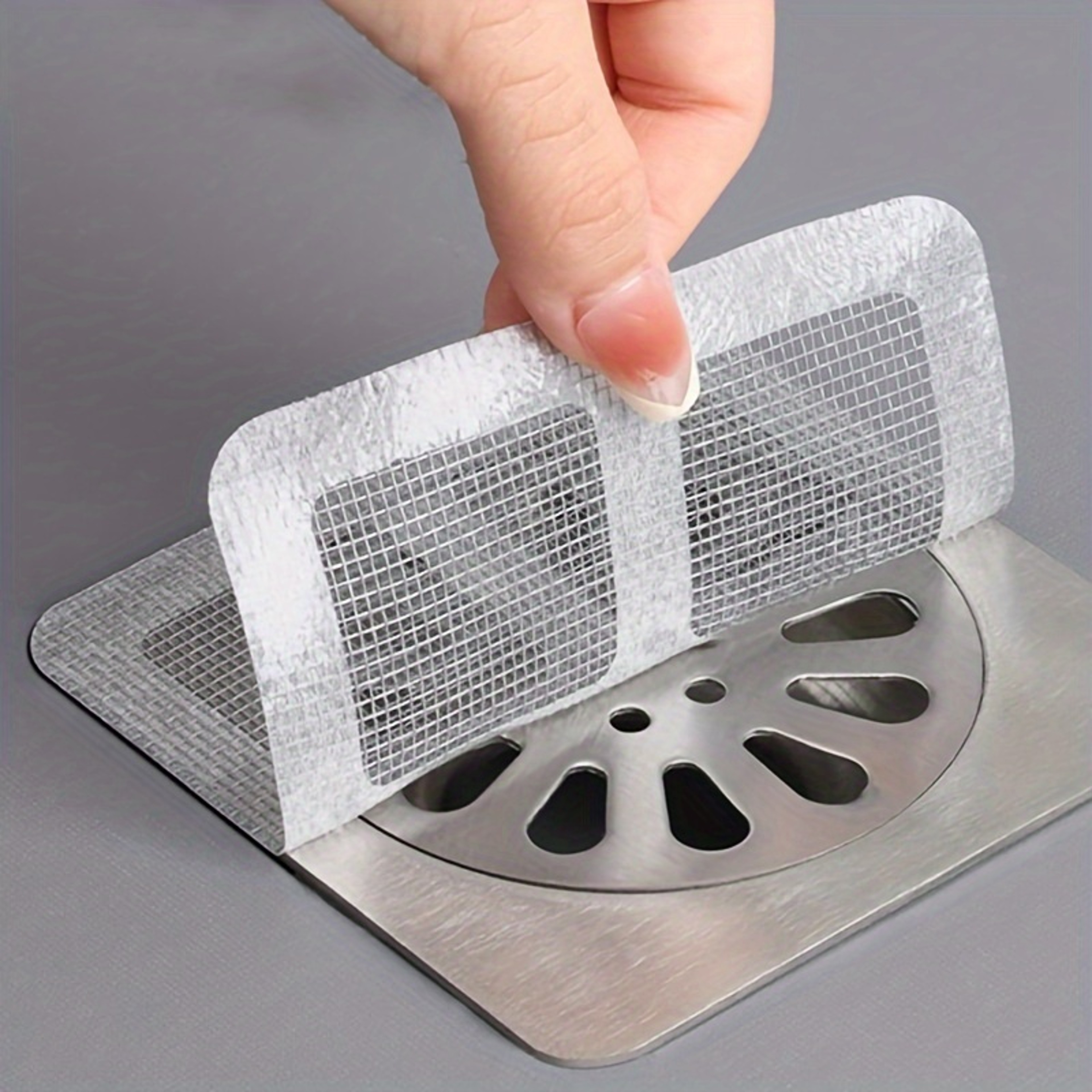 Shower Drain Hair Catchers – Disposable Filter Mesh Stickers, Bathroom Sink Strainer (Easy Peel & Stick) – view 1