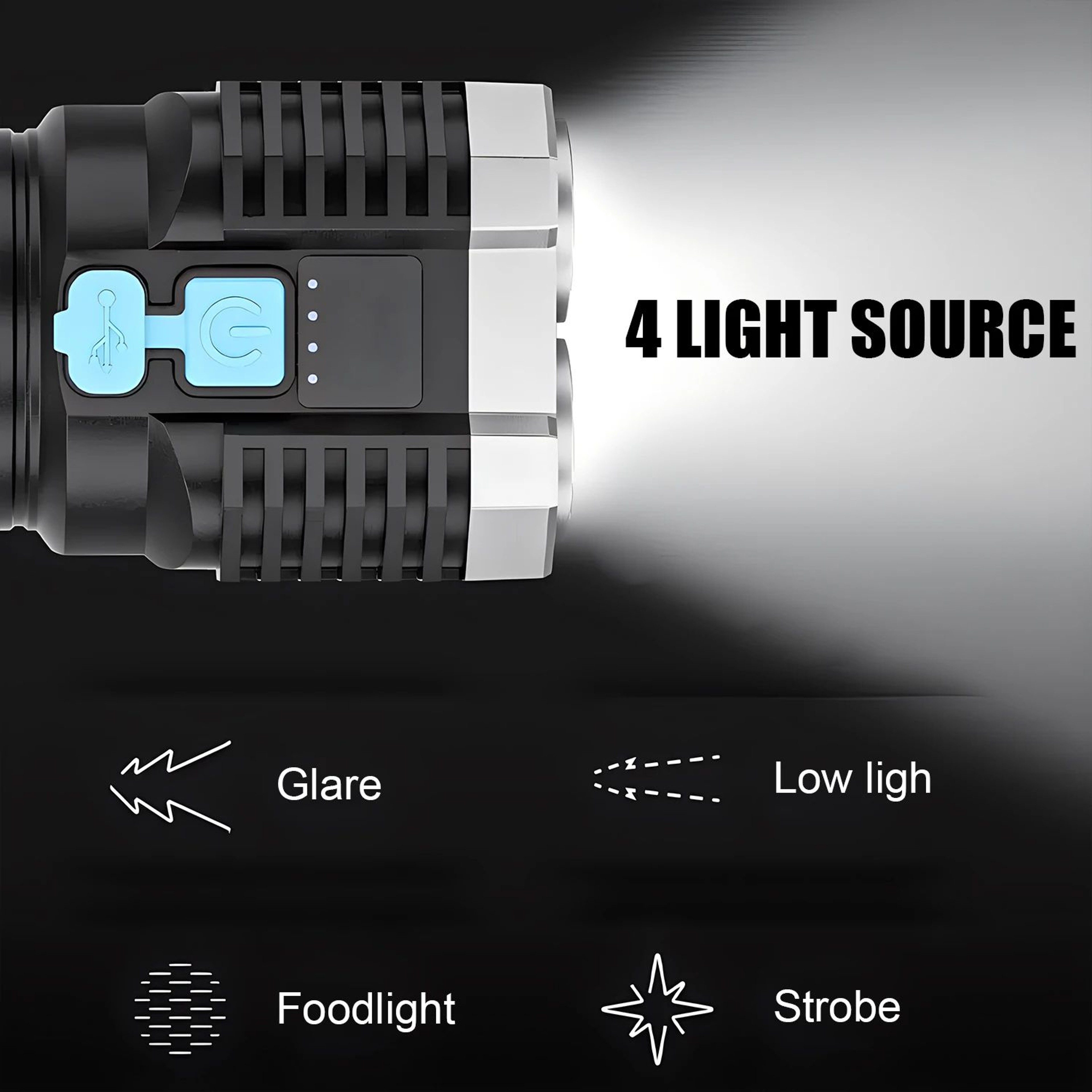 High Power Rechargeable Flashlight Ultimate SelfDefense Tool With Tactical Features 3