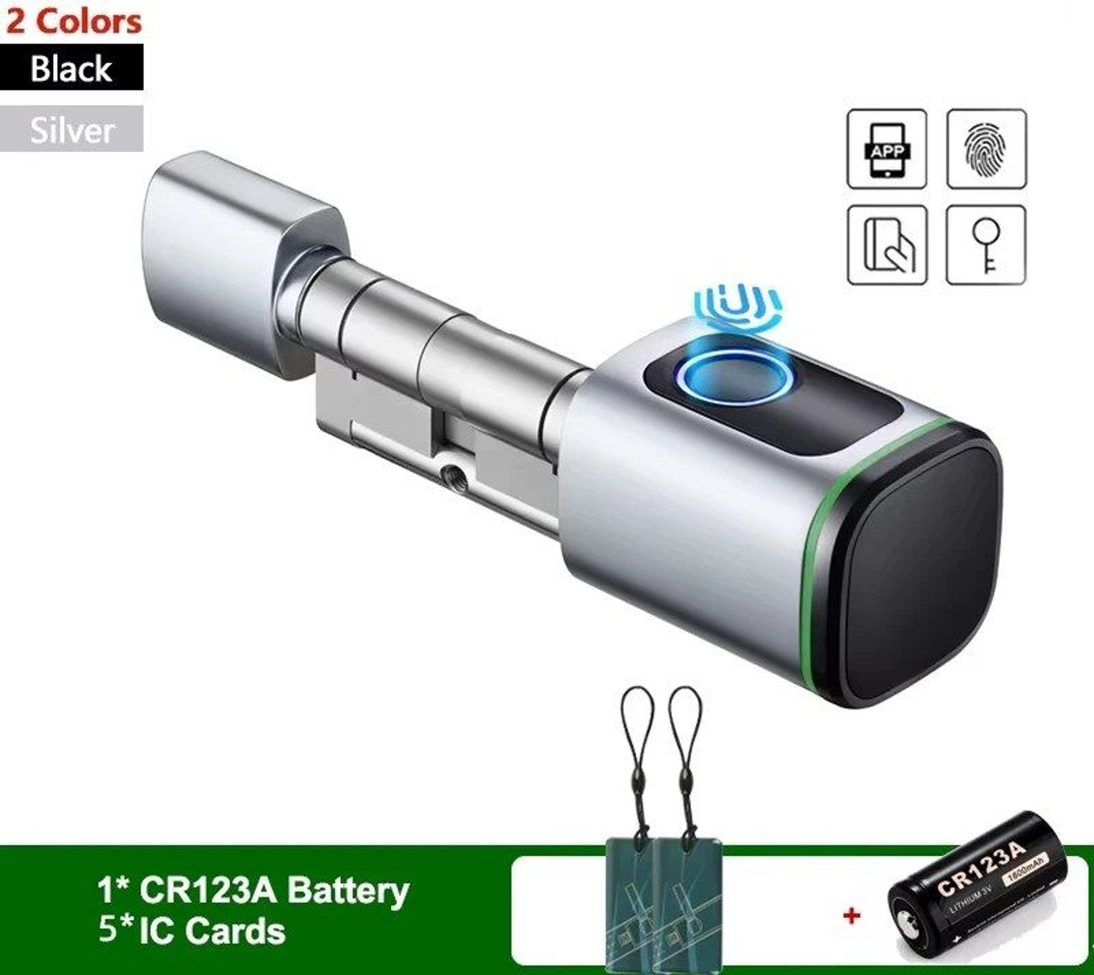 Tuya Bluetooth Smart Cylinder Lock Fingerprint  IC Card Access Includes Battery Easy S1 Replacement 0
