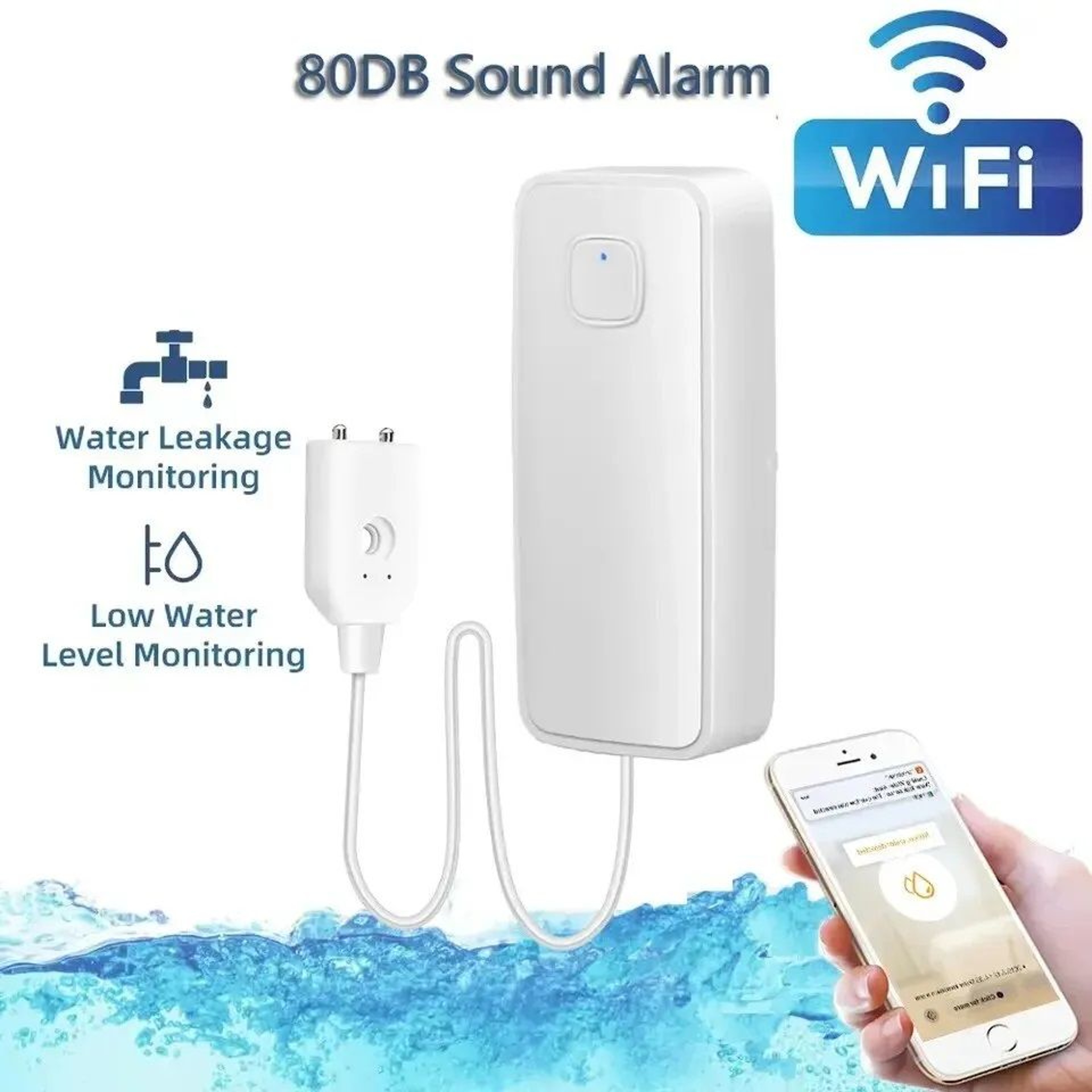 Tuya WiFi Smart Water Leak Sensor Water Overflow Level Detector With Sound Alarm  Remote Monitoring 0