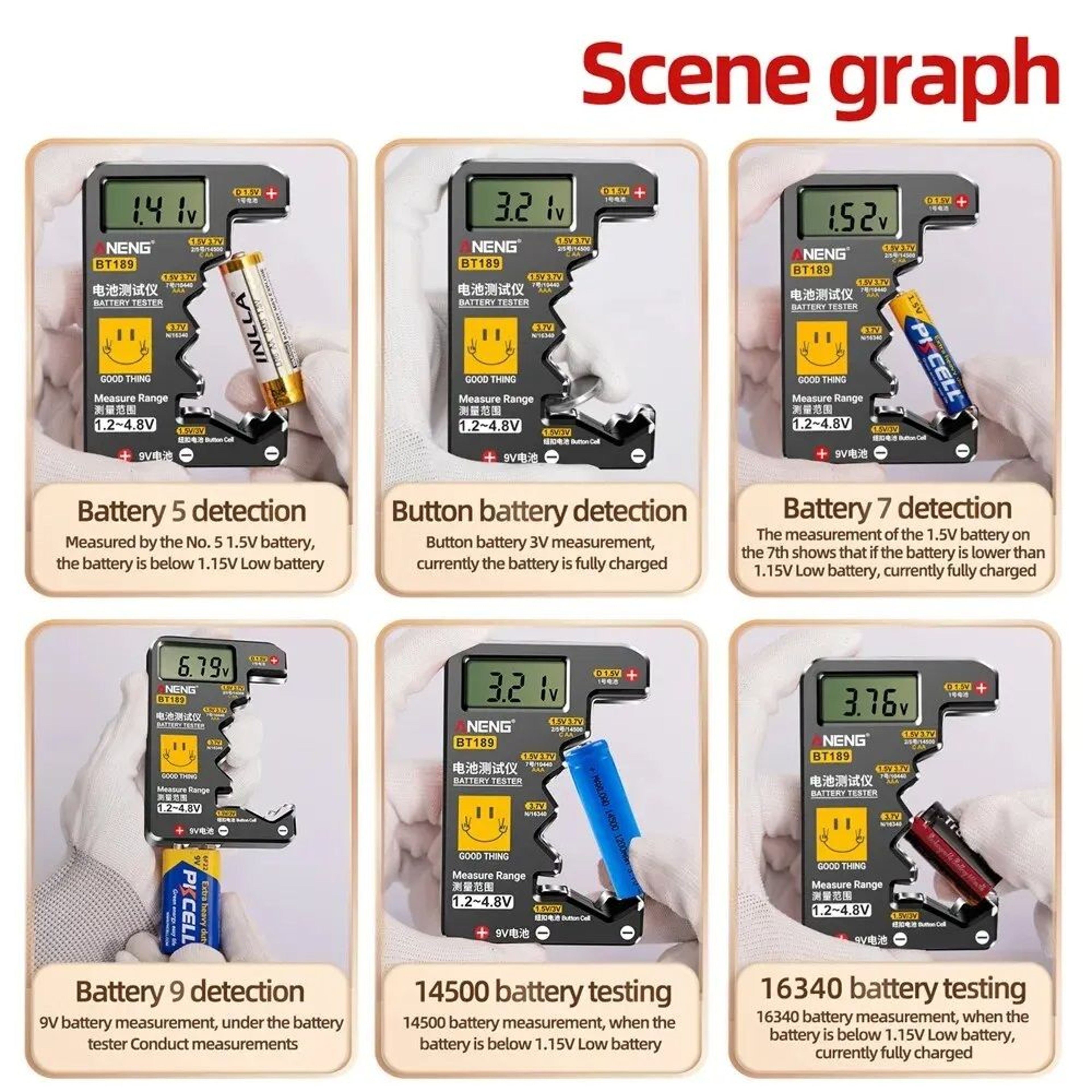ANENG Universal LCD Battery Tester Test AA AAA C D 9V Button Cells Household Power Bank Detector 2