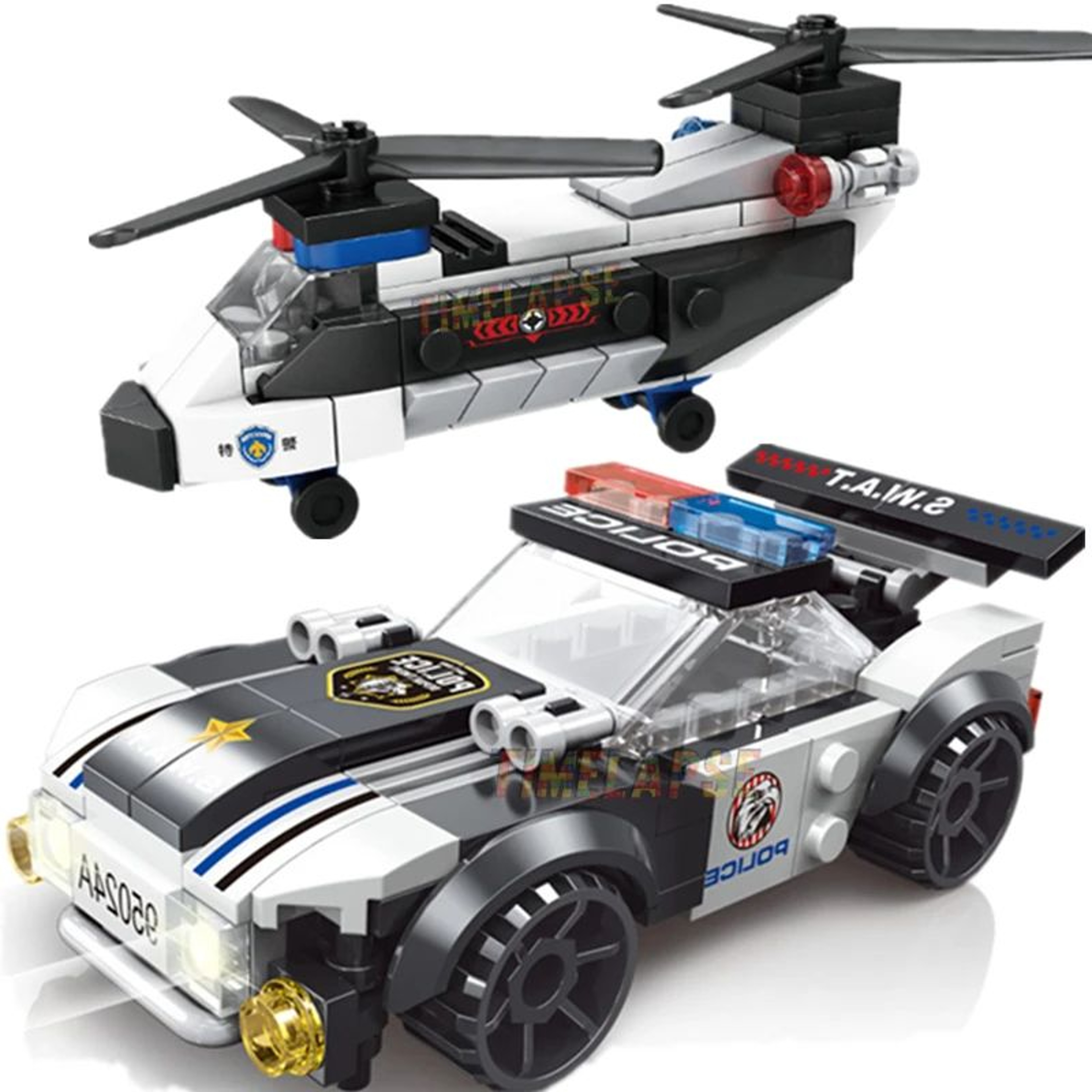 SWAT Super Police DualRotor Helicopter  City Plane DIY MOC Building Blocks Set Classic Model Bricks 0