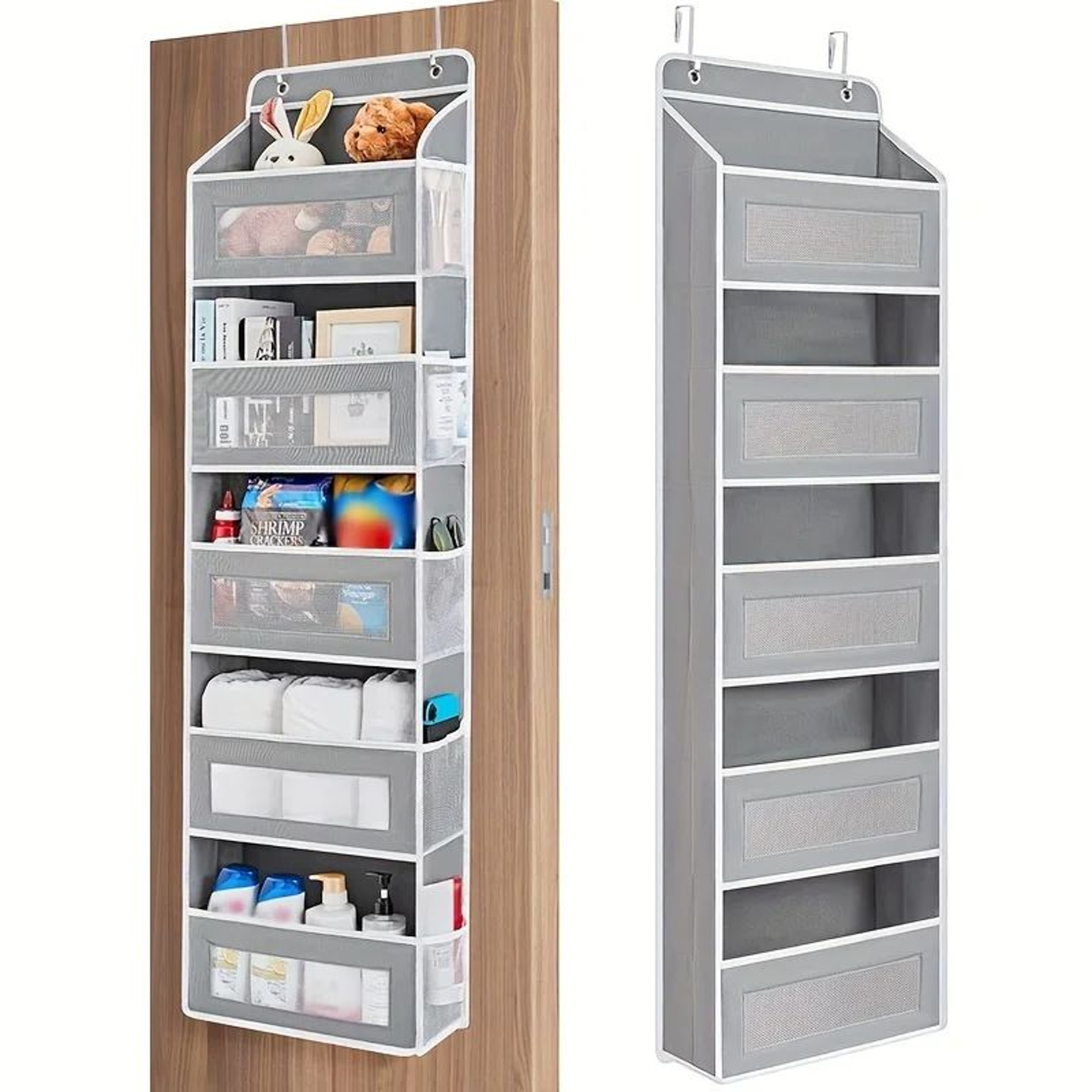Shelf Hanging Storage Organizer For Behind Door  AntiTilt Design With 5 Large Capacity Pockets Perf 9