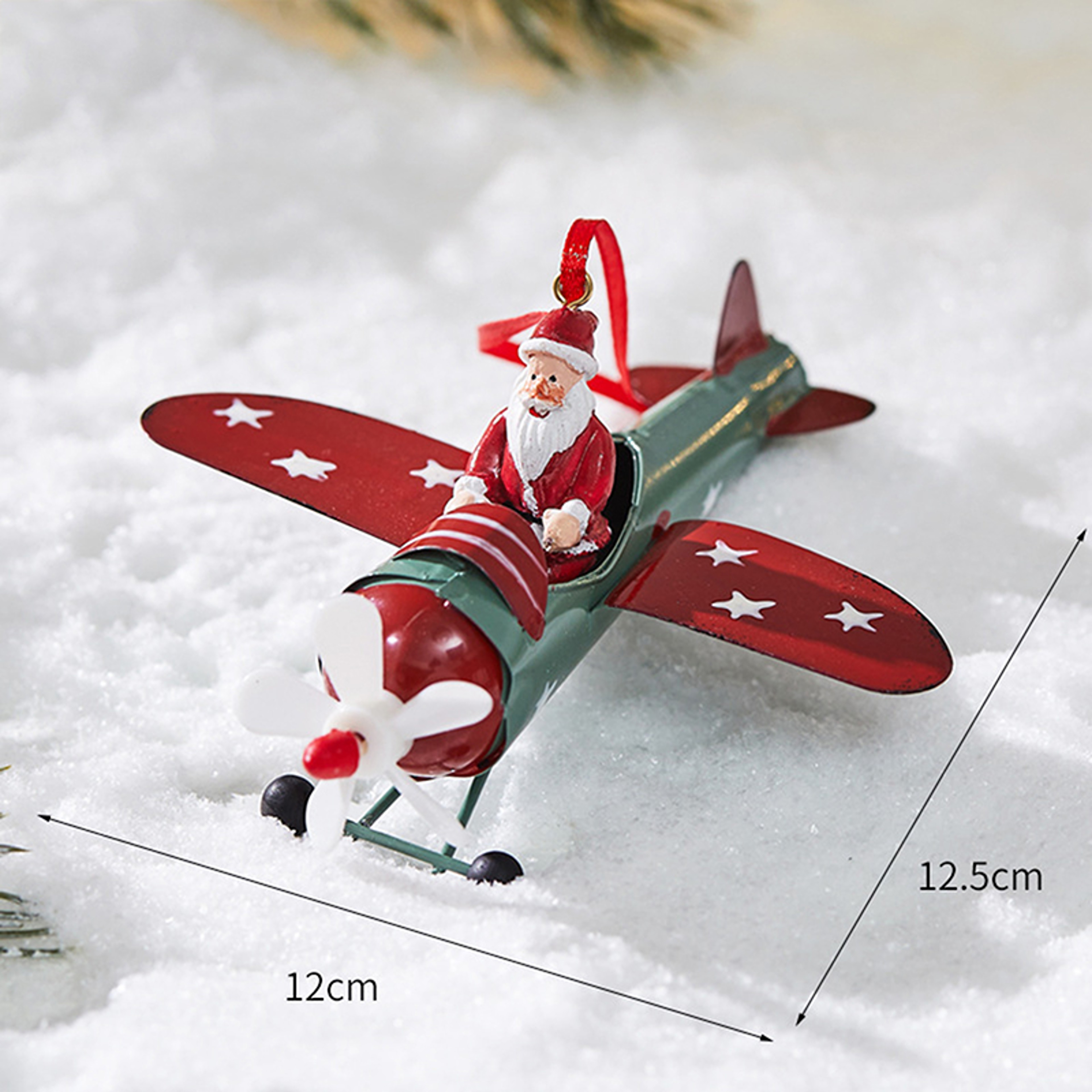 Antique Style Santa Claus Airplane, Retro Iron Christmas Pendant, Christmas Tree Hanging Decoration – view 6