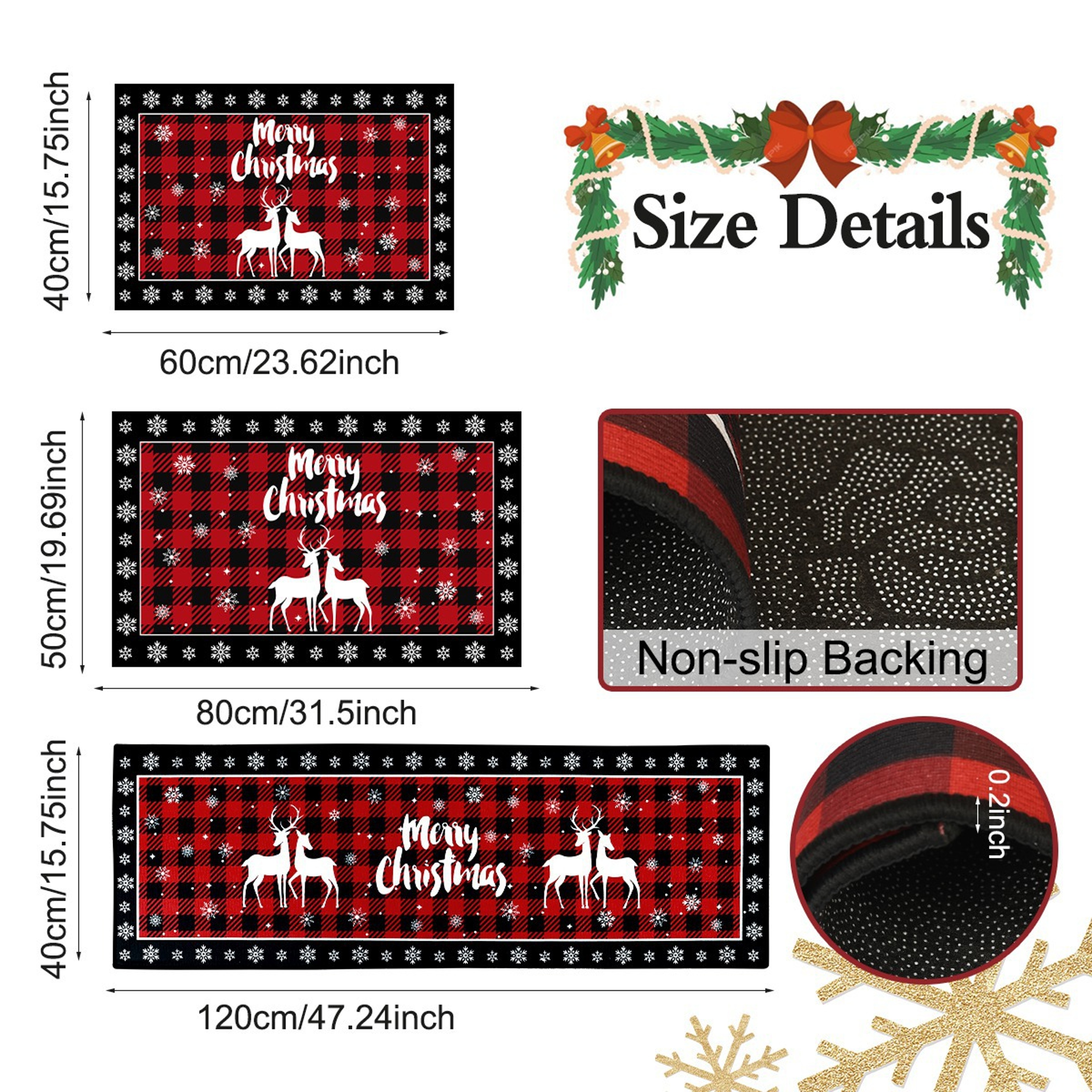 Christmas Decoration Plaid Christmas Tree Floor Mat, Absorbent Doormat For Kitchen, Live Room Sofa Floor Mat – view 7