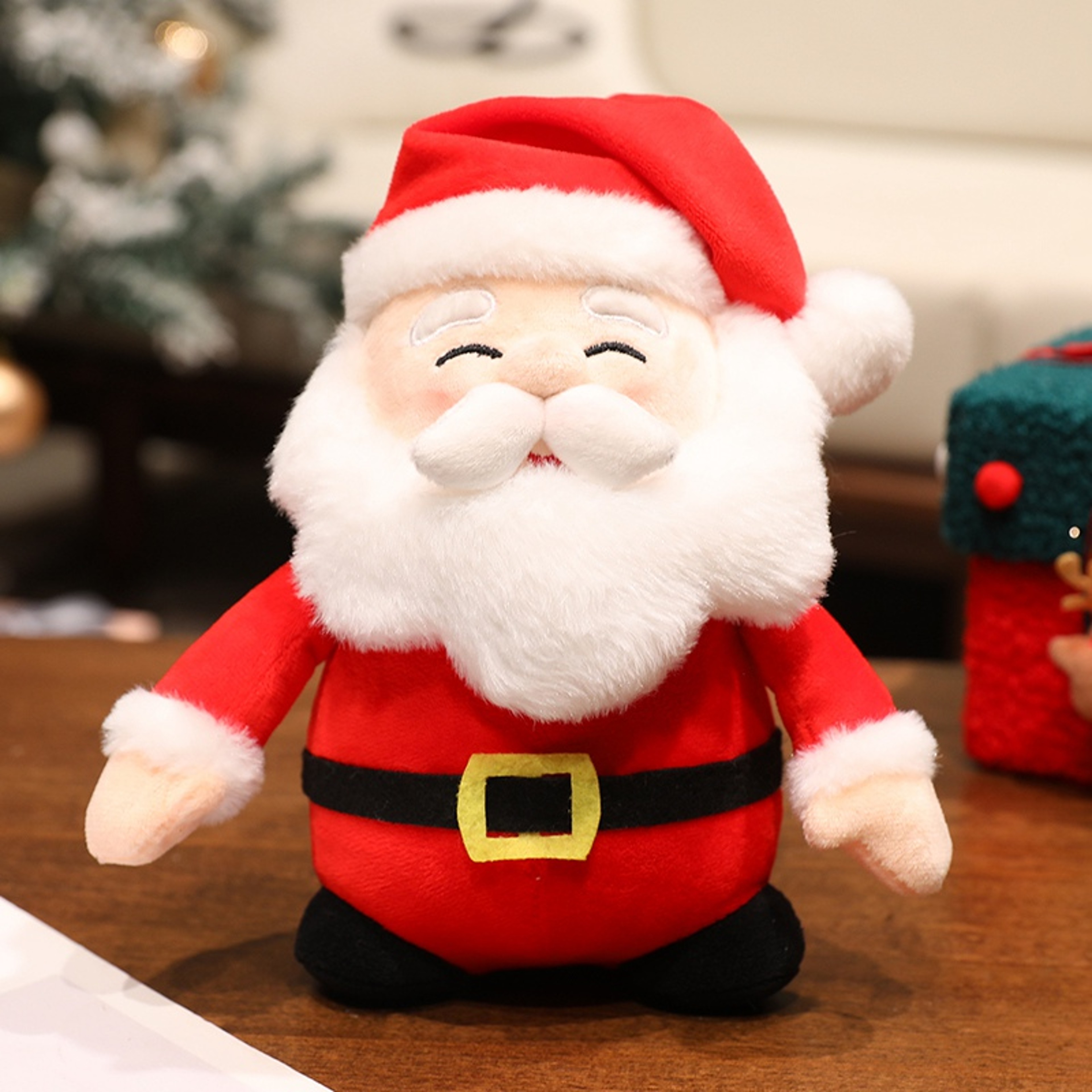 Stuffed Father Christmas Sika Deer, Kawaii Soft Christmas Plush Pillow, Green Tree Gingerbread Man Party Decor Gift – view 9
