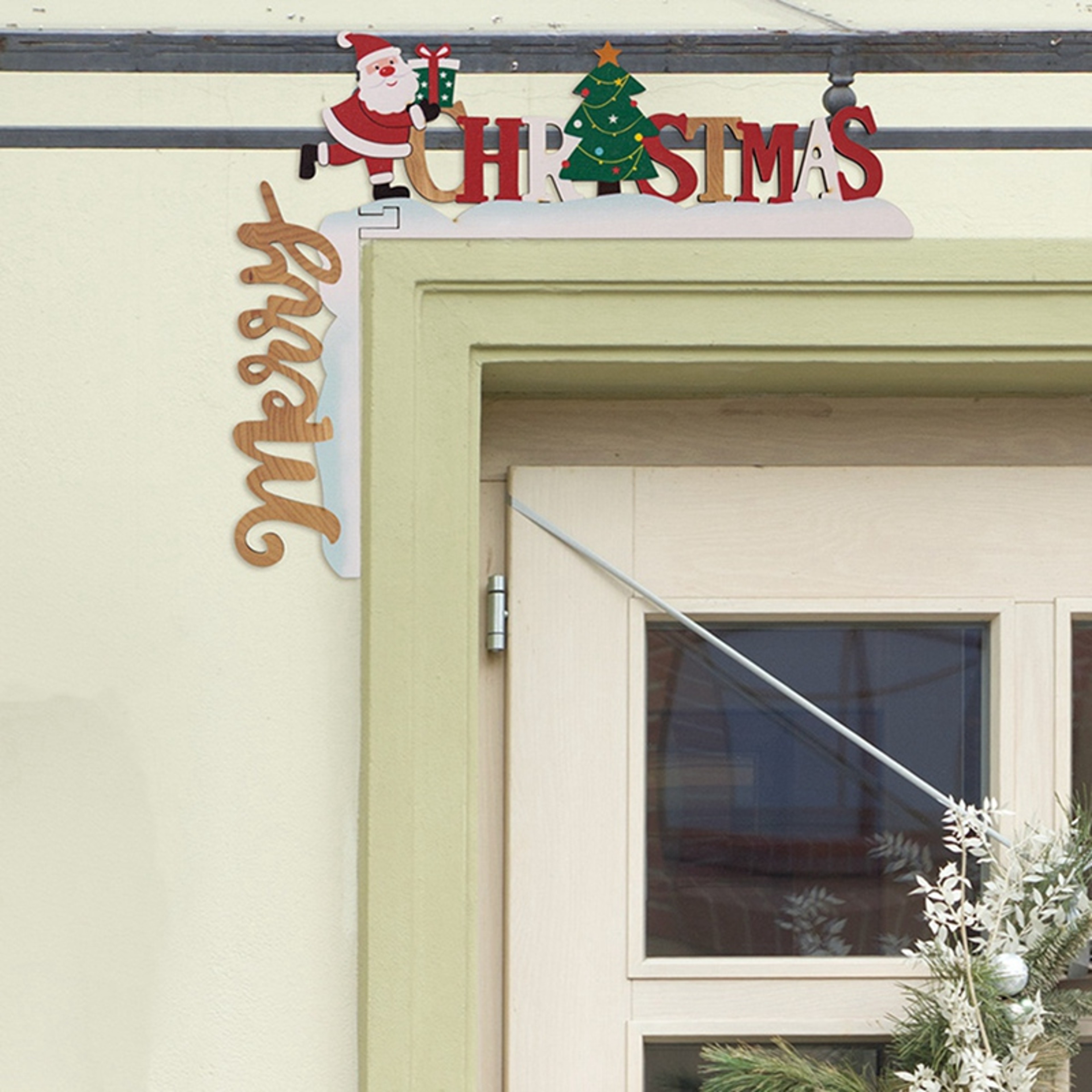 Santa Claus Door Sign Decor, DIY Wooden Door Frame Ornament, Christmas Door Corner Frame Decoration, For Xmas Home Party – view 4