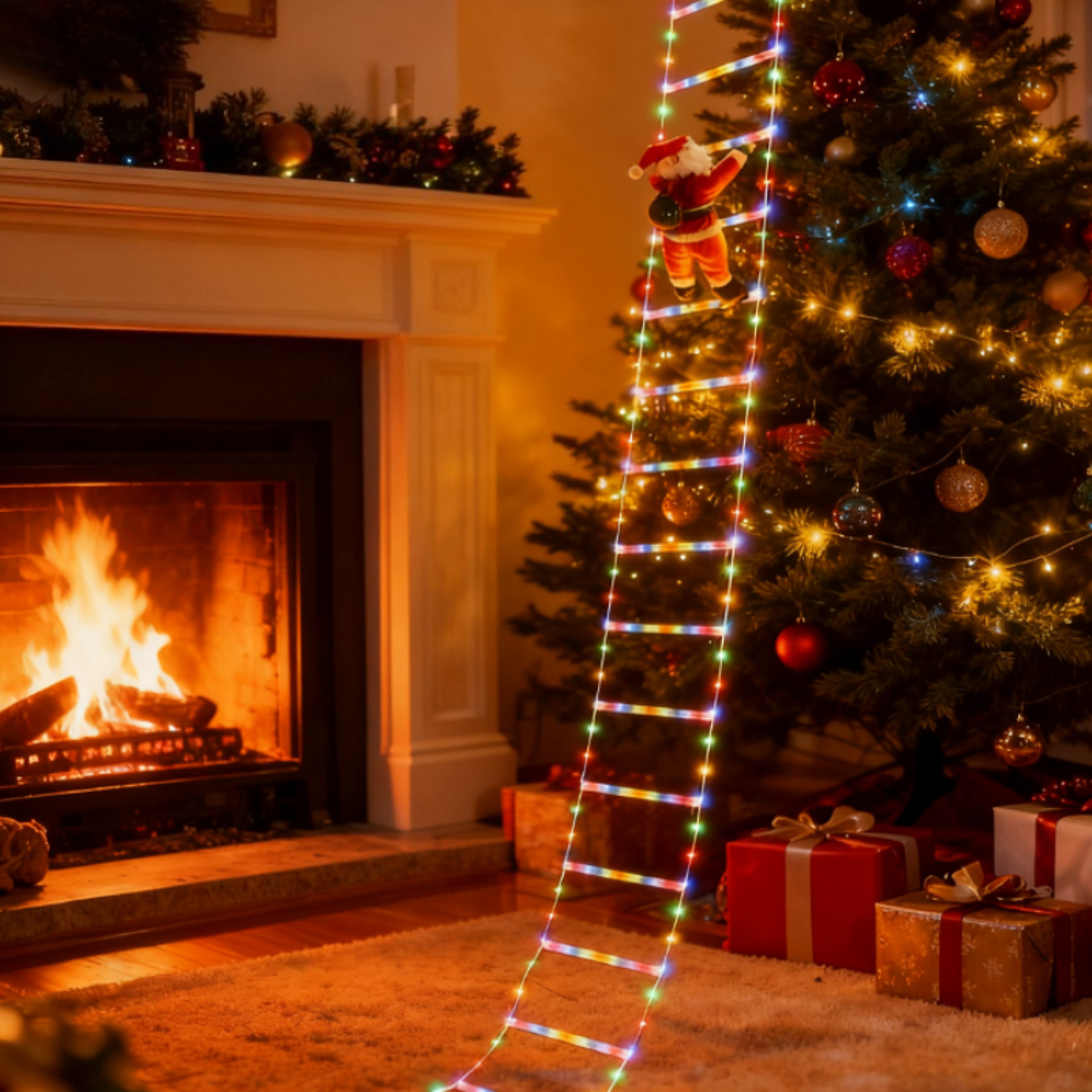Santa Claus Climb Christmas Fairy Lights, Stairs for Christmas Tree, Bedroom Living Room, Window Festival Party – view 4