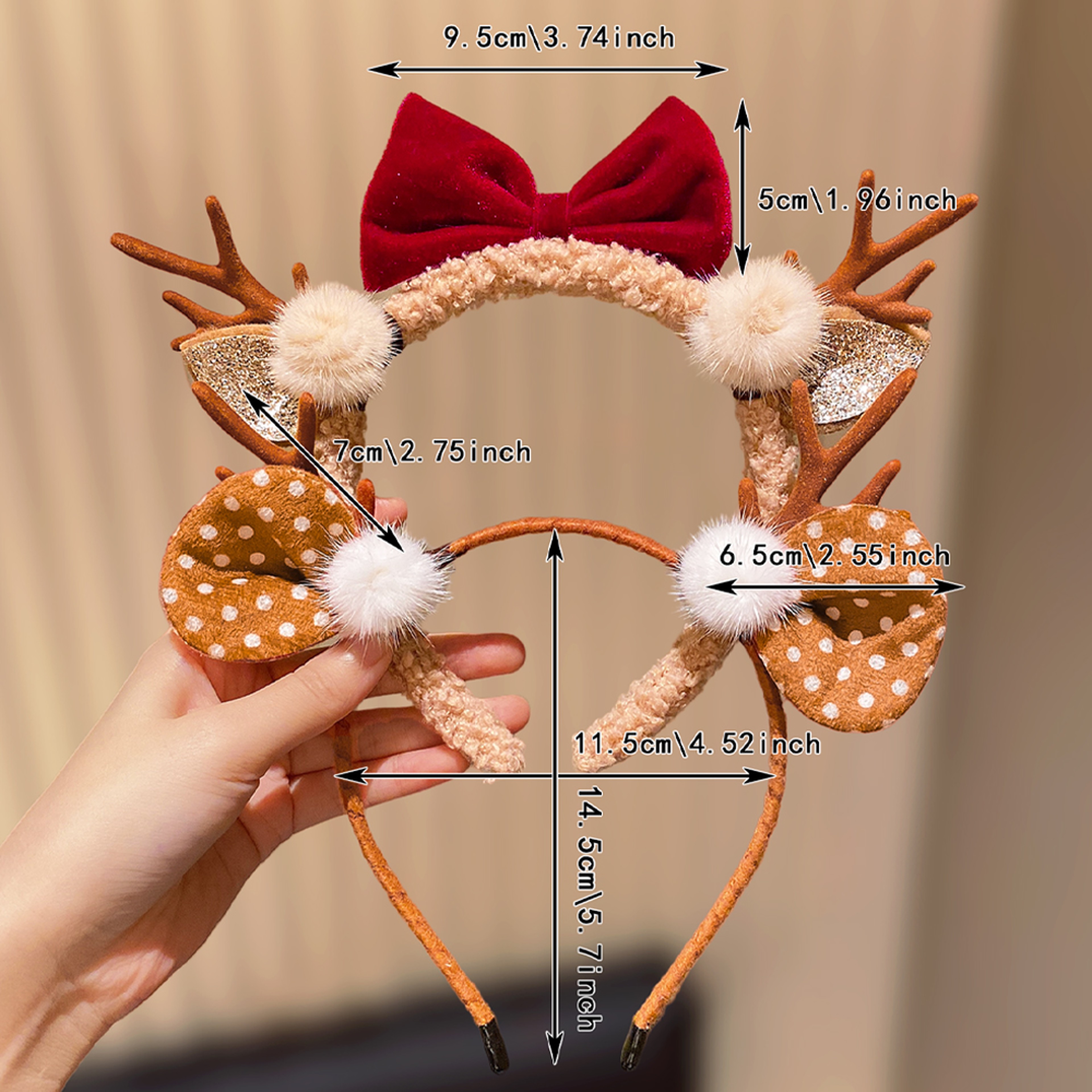 Cute Girls Christmas Antler Hairband Holiday Party Bow Headband Ideal Festive Gift Accessory For Ki 4