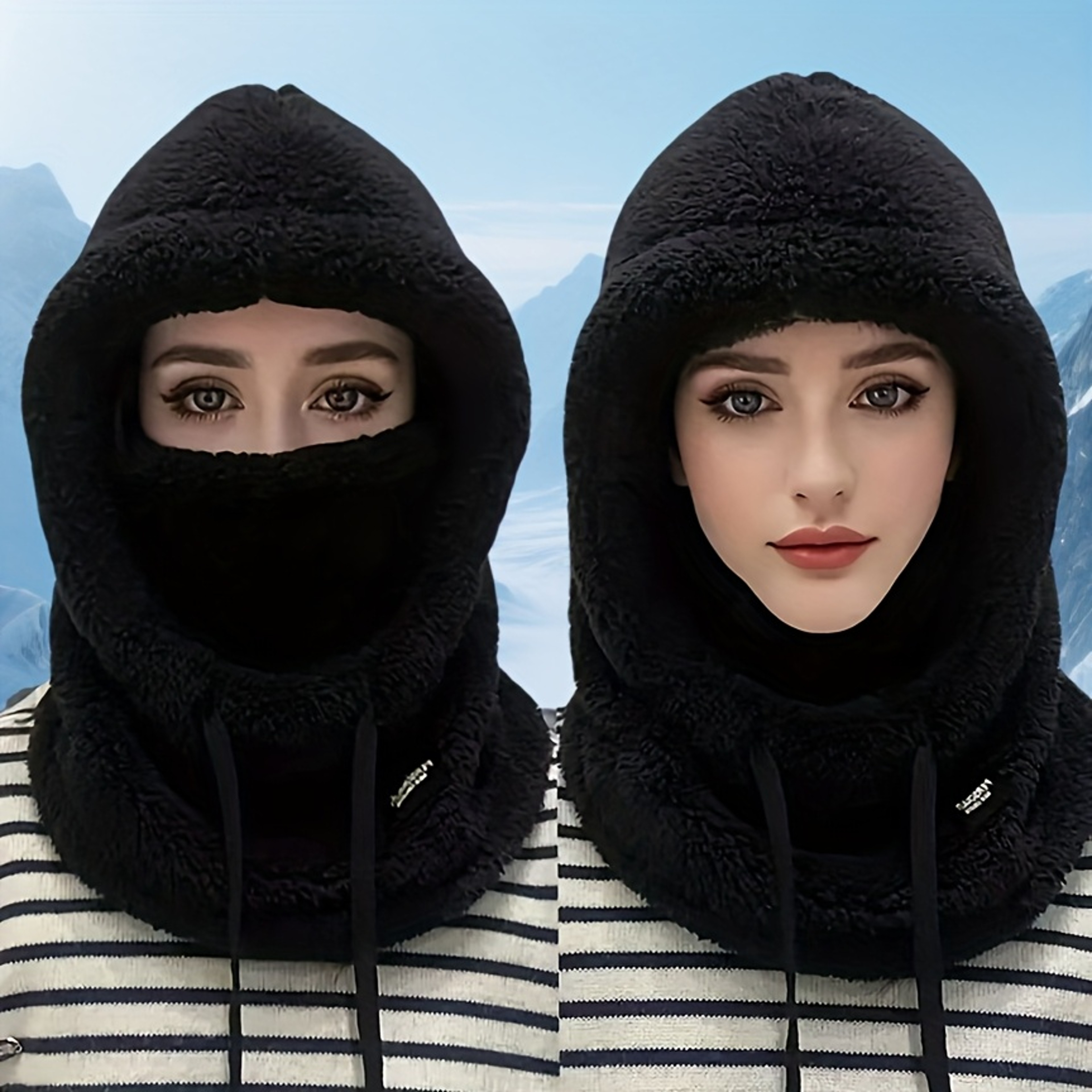 Lightweight Winter Plush Cap with Elastic Drawstring for Skiing and Outdoor Activities – view 1