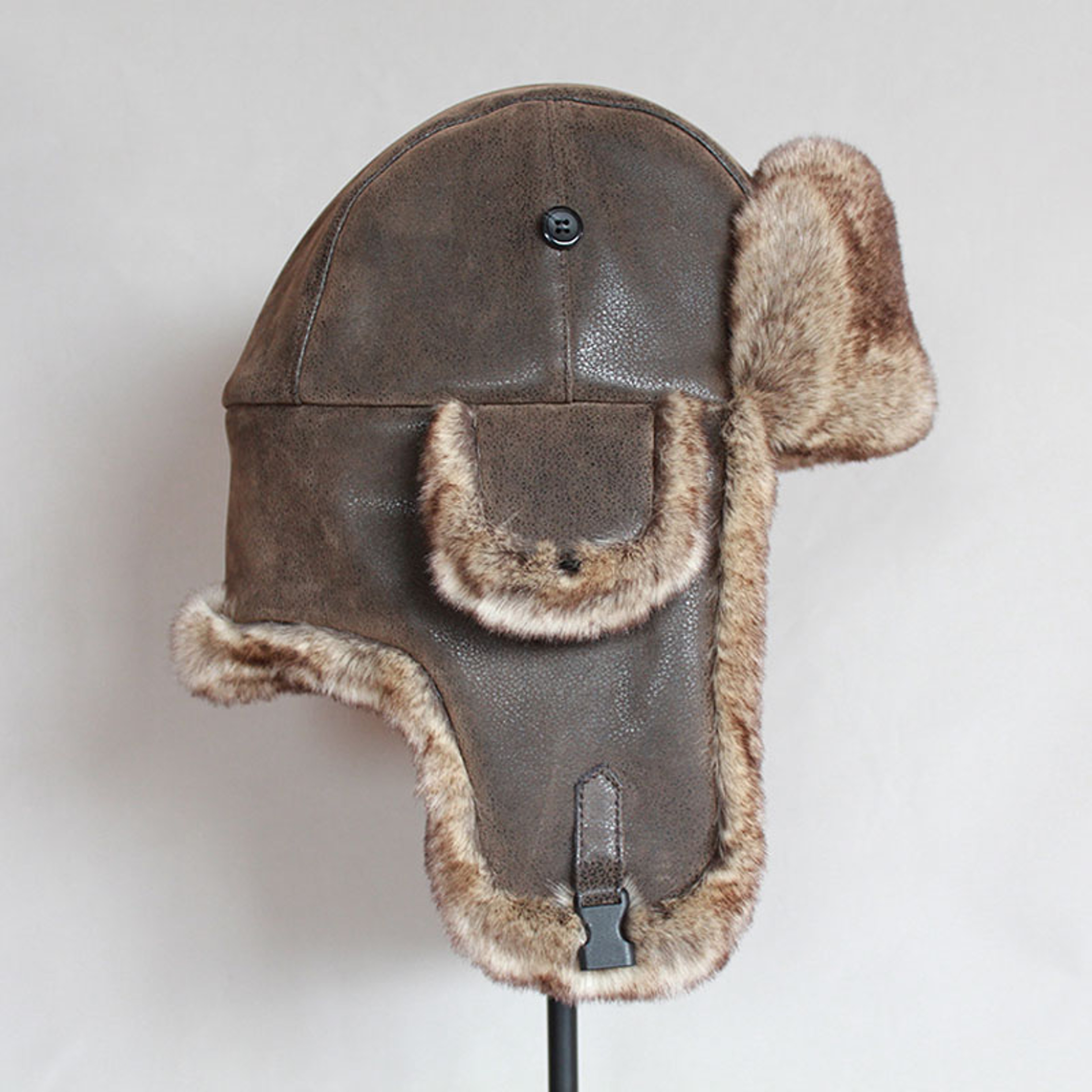 Winter Bomber Hats Men Warm Russian Ushanka Hat PU Leather Fur Trapper Cap Ear Flap For Women 2