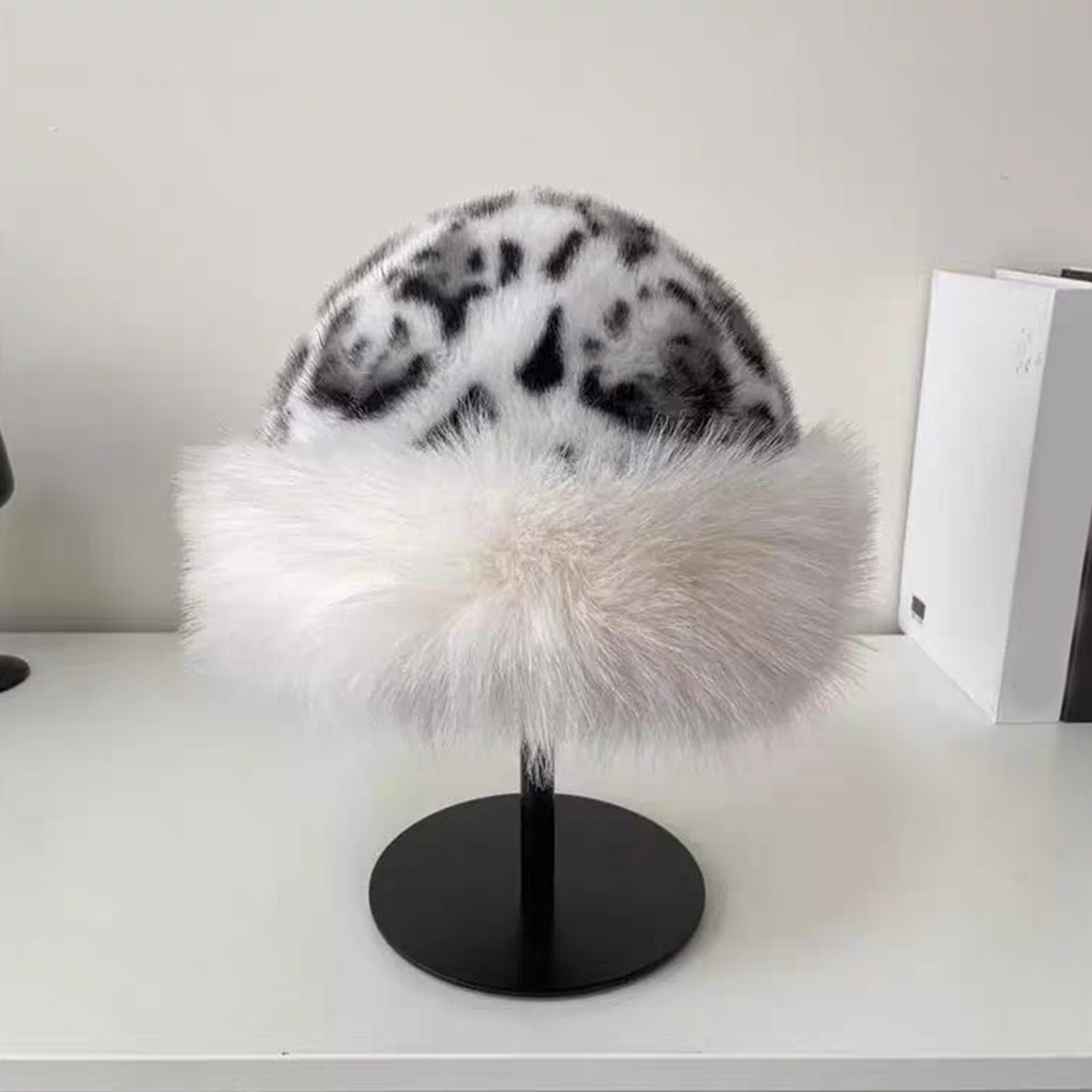 Fluffy Fur Winter Hat Womens Ski Cap Thick Warm Windproof Faux Fur Russian Fishermans Mink Snow Hat 6