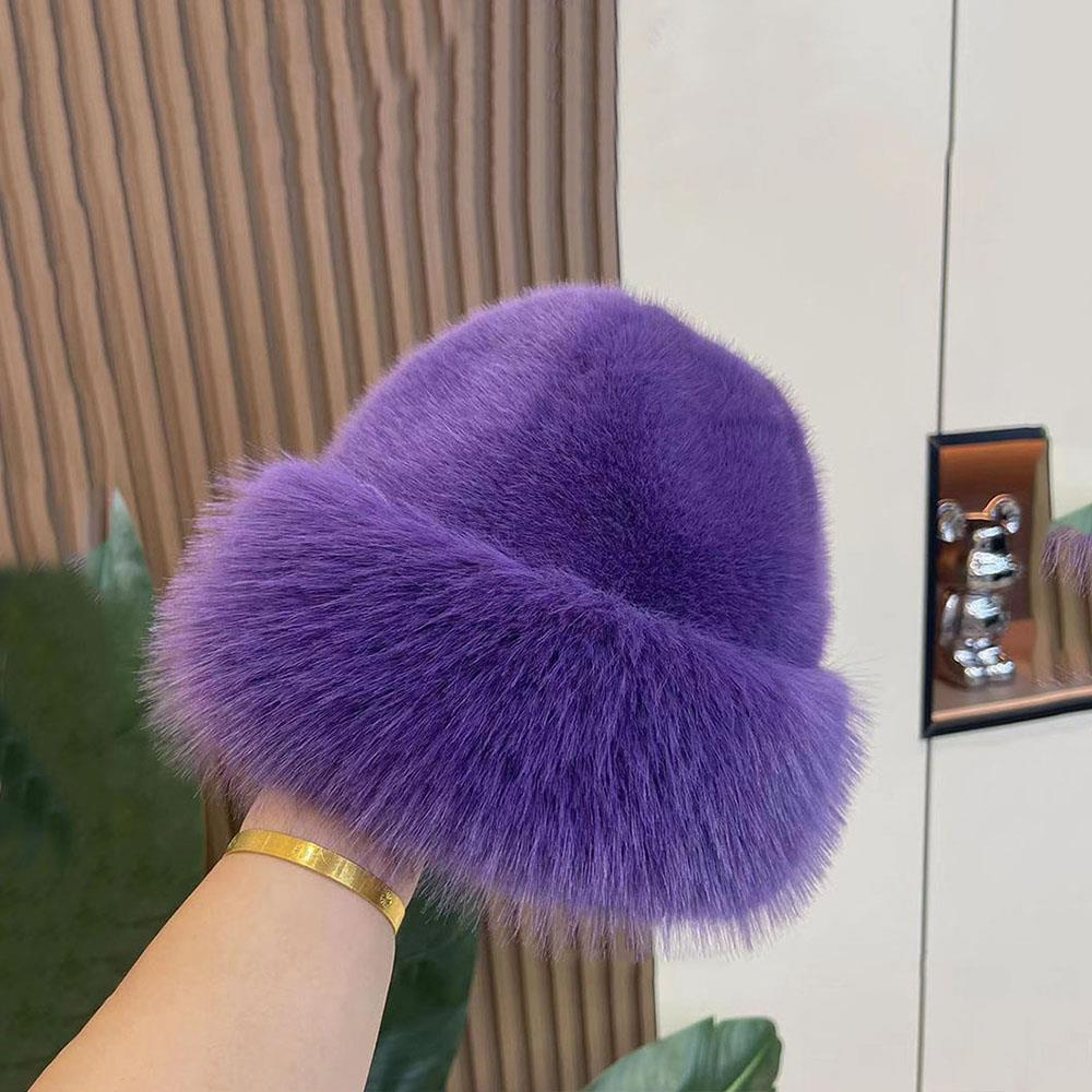 Fluffy Fur Winter Hat Womens Ski Cap Thick Warm Windproof Faux Fur Russian Fishermans Mink Snow Hat 13