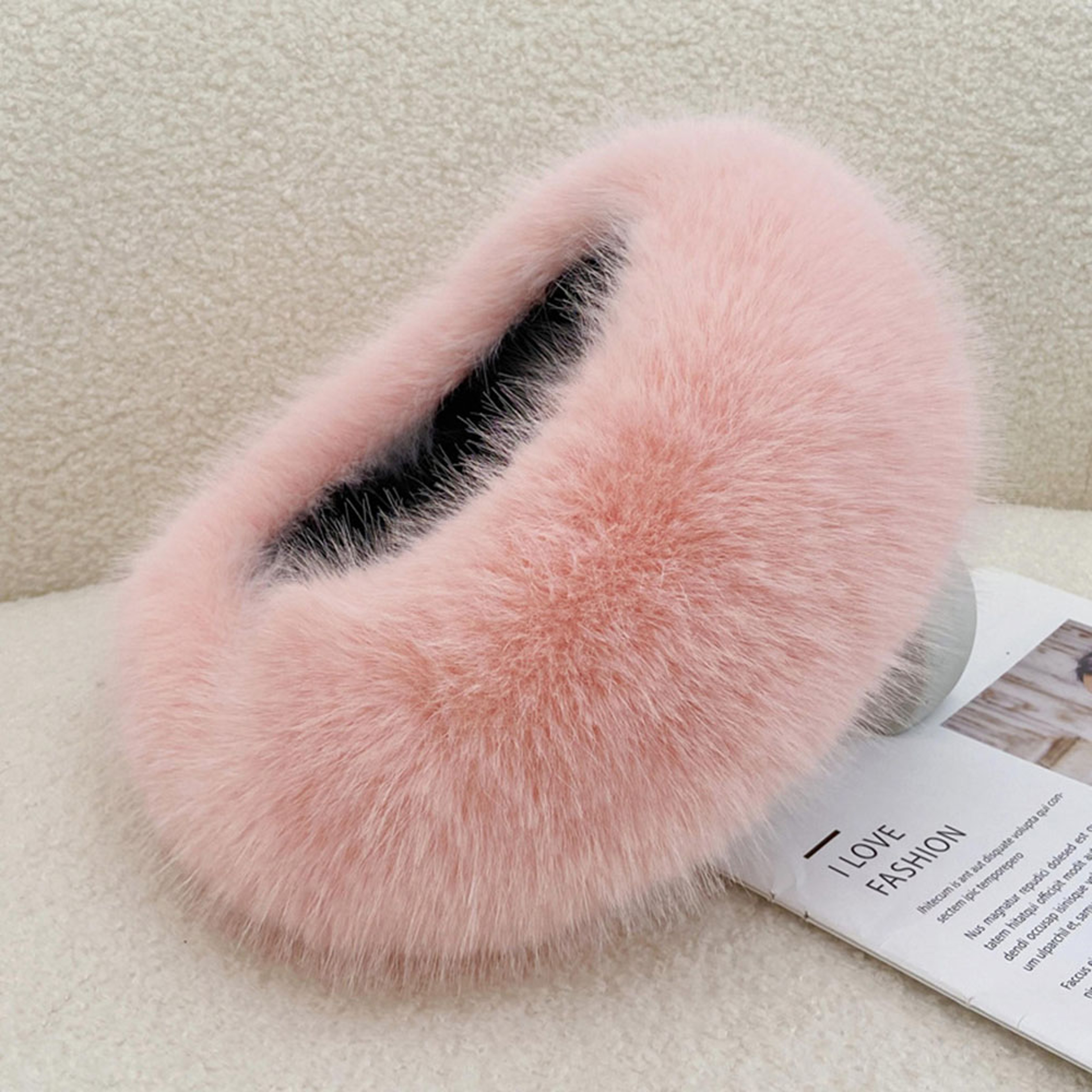Plush Thickened Winter Headband Solid Color Ear Warmer for Ski Cap Outdoor Windproof Head Cover – view 7