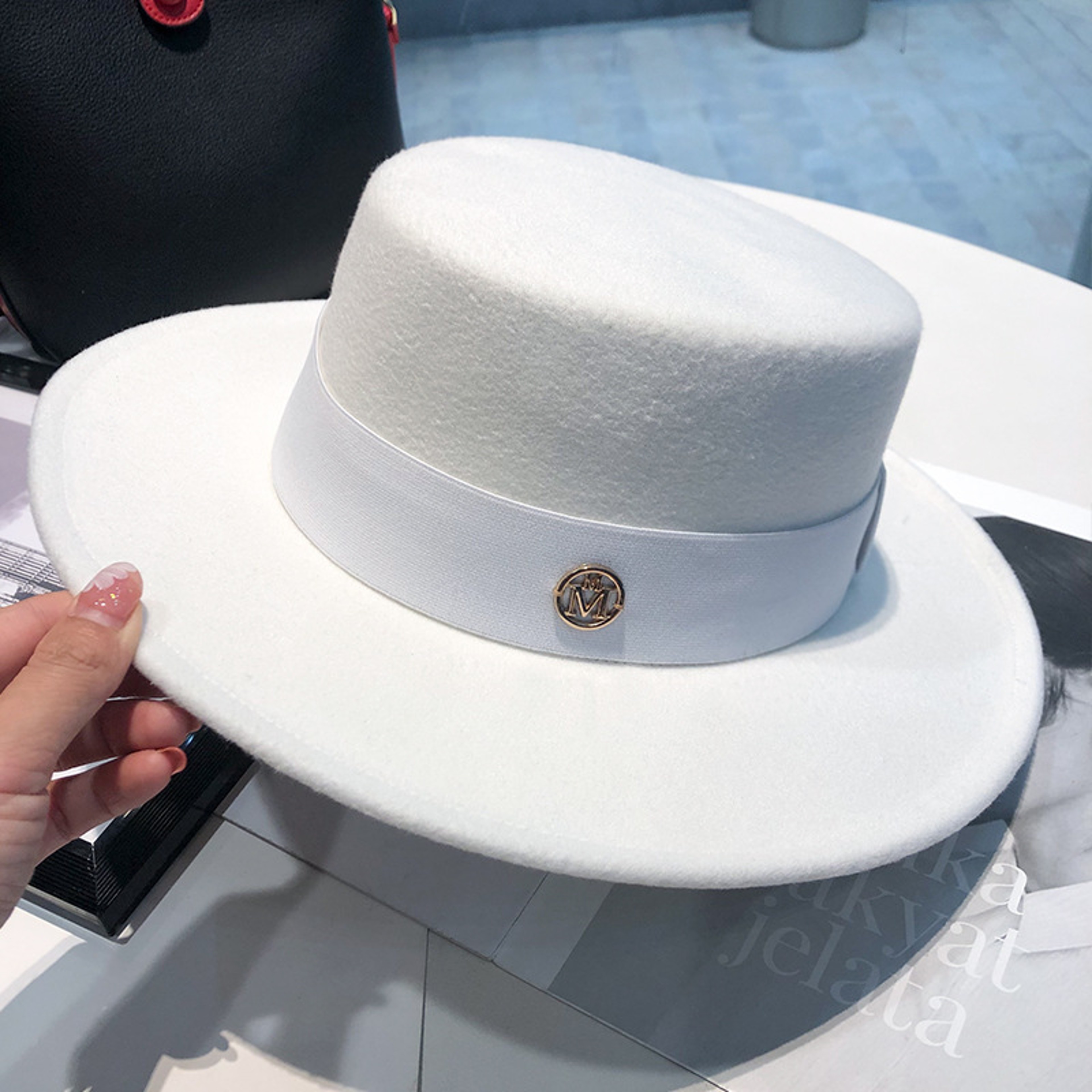 Elegant Fedora Hat For Women Fashion Bowler Dress Caps Panama Ribbon Band Church Wedding Felt Hat 9
