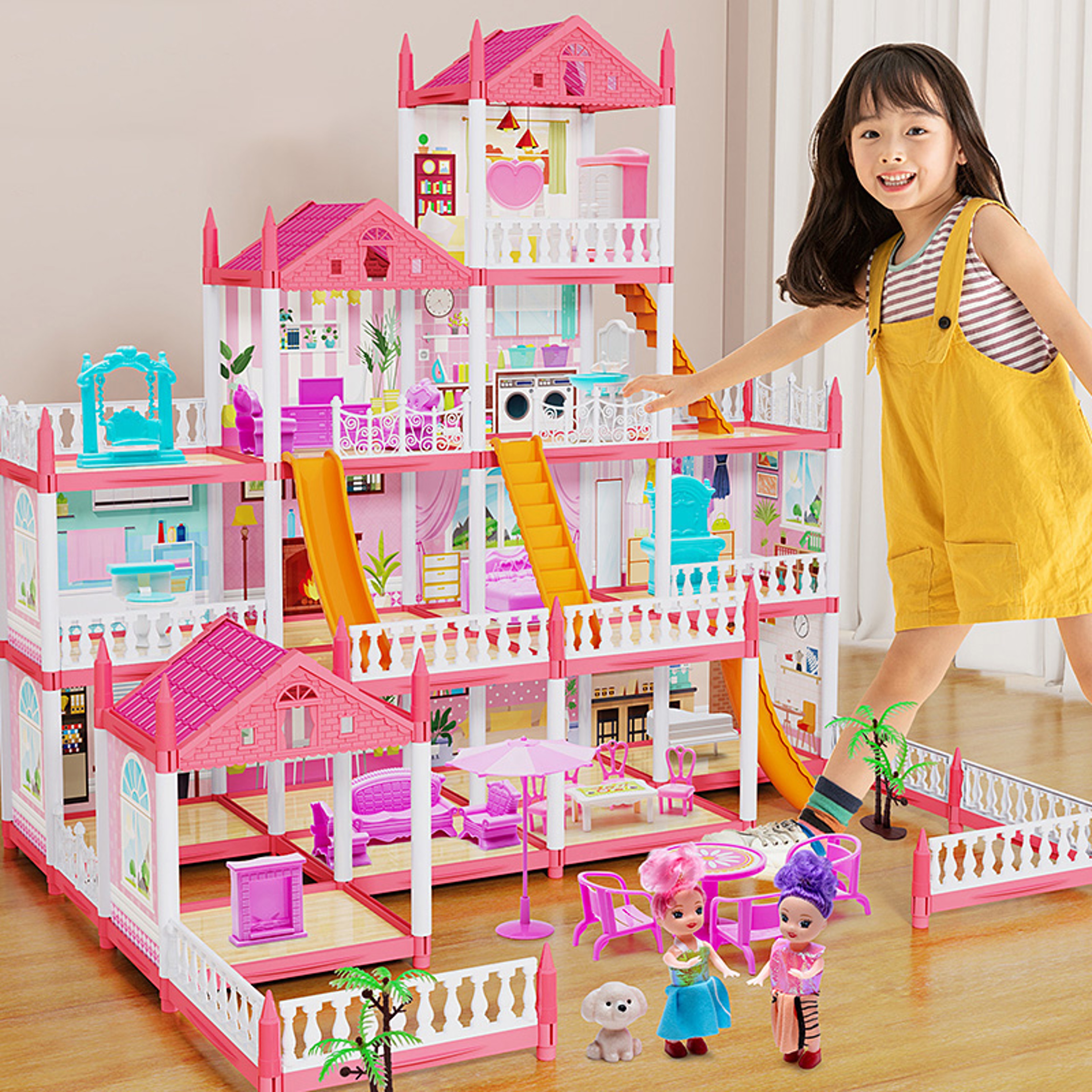 DIY Childrens Music Doll House Assembly Dream Villa Princess Castle Set Toy For Girls 2