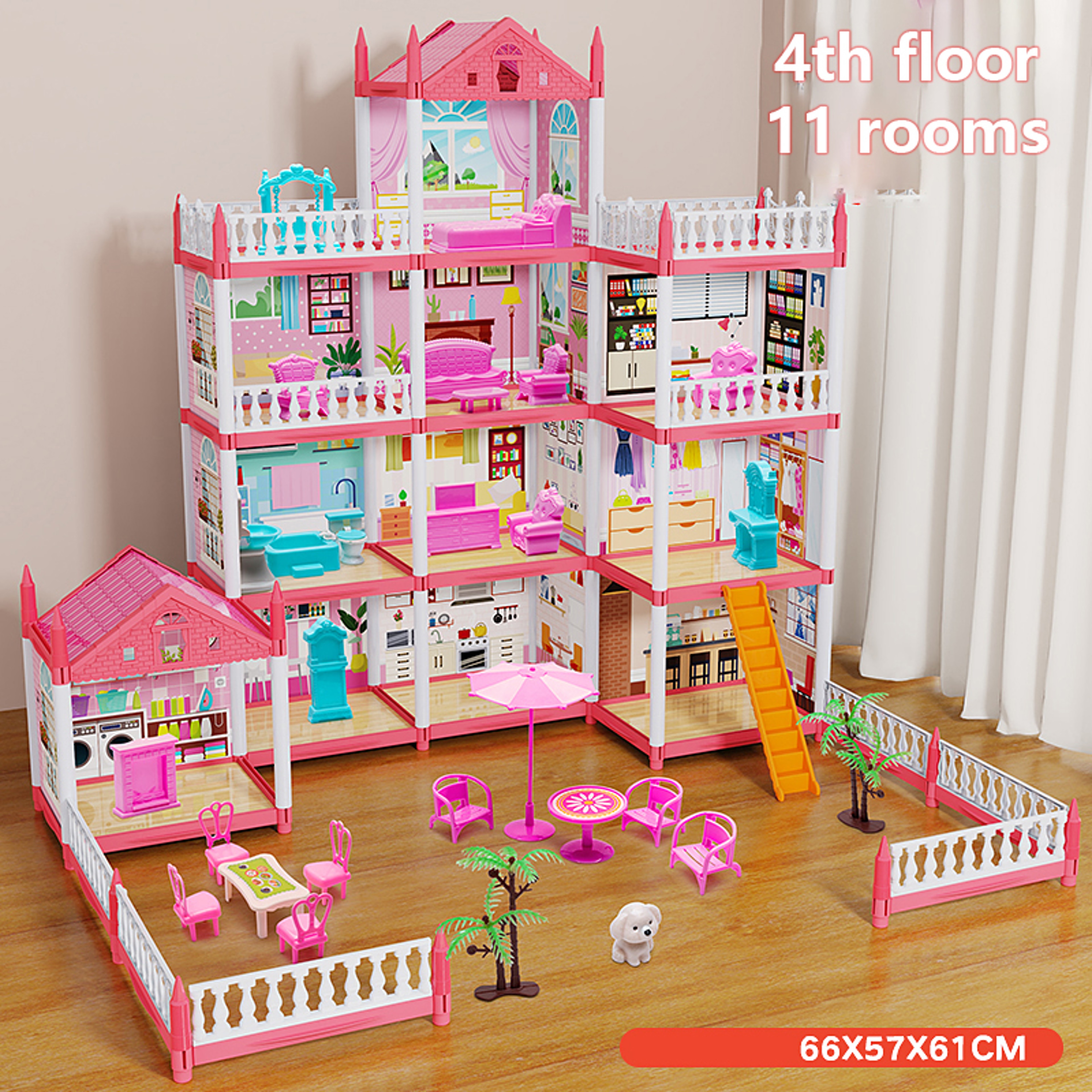 DIY Childrens Music Doll House Assembly Dream Villa Princess Castle Set Toy For Girls 7