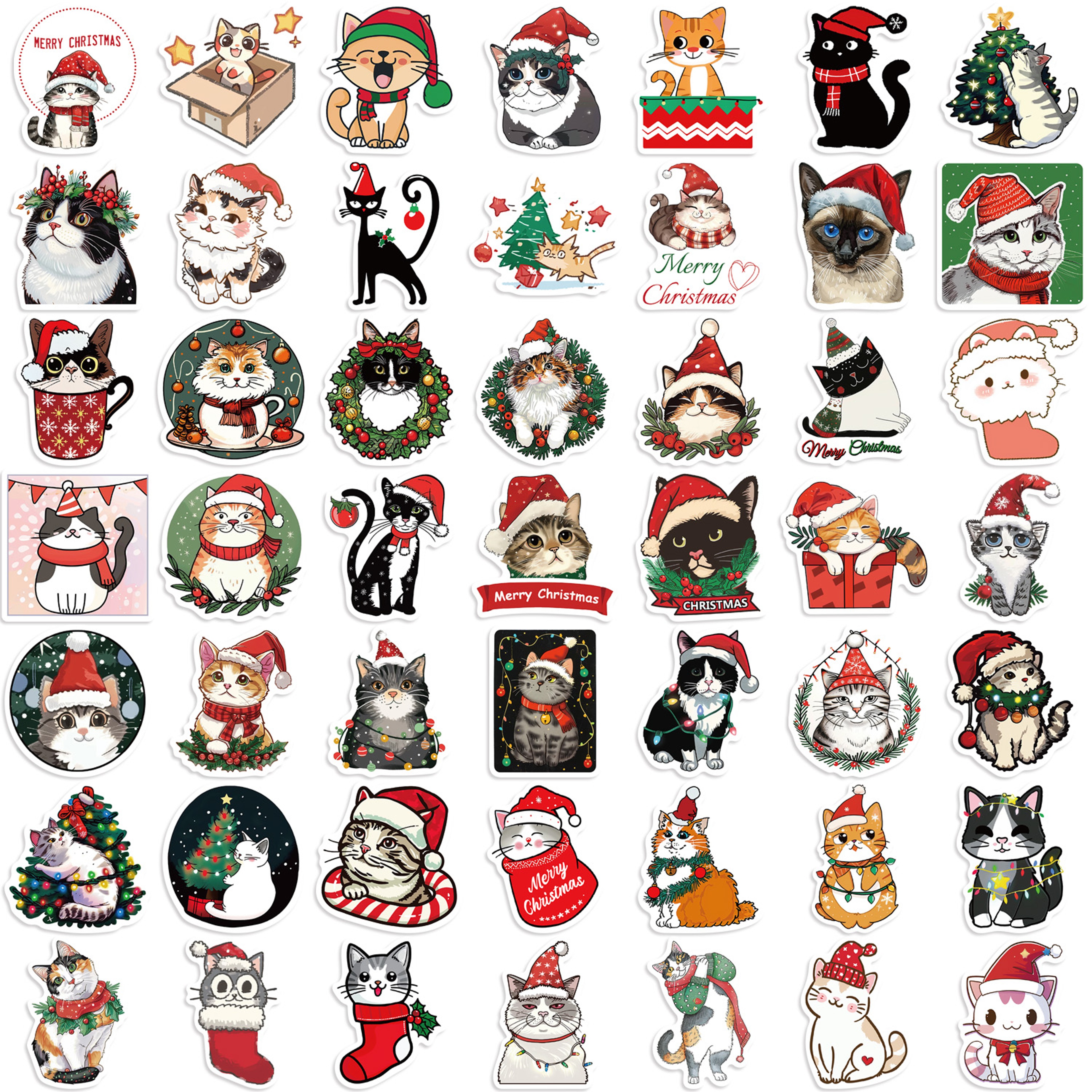 Aesthetic Christmas Cat Stickers Pack For Scrapbook Toy Diary Kids Laptop Graffiti Decoration 6