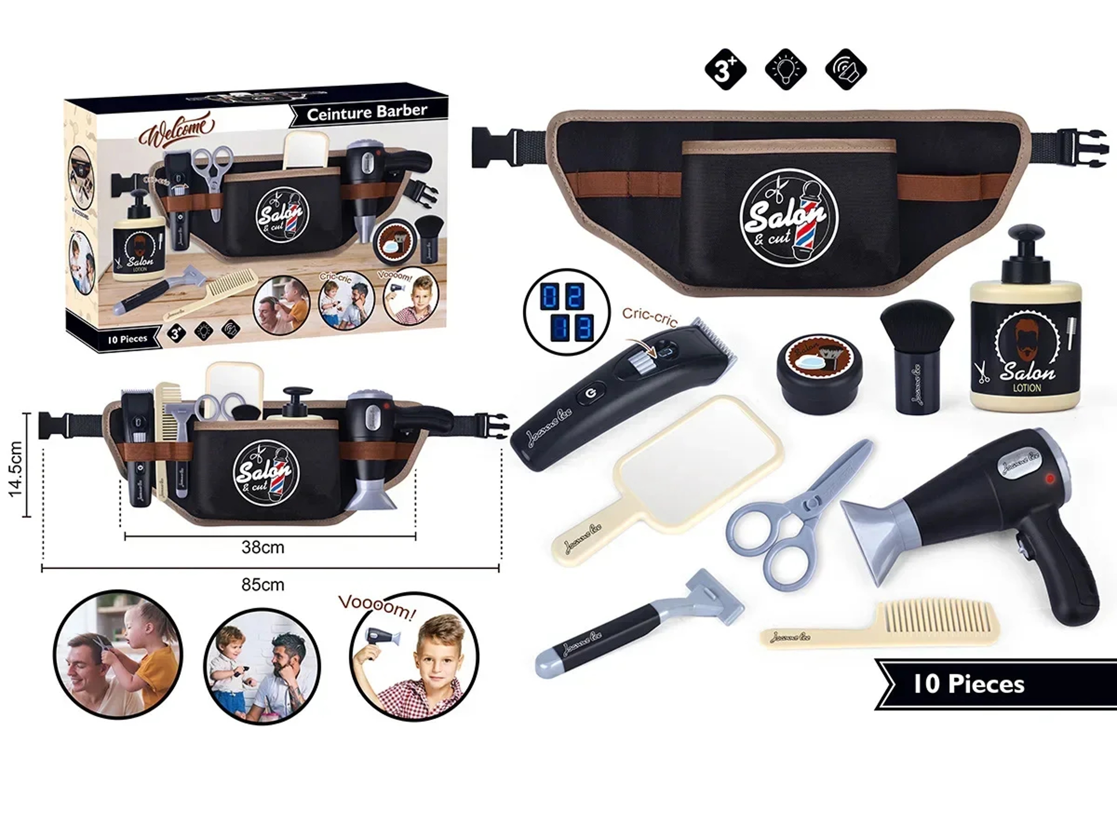 Barber Role Pretend Play Toy For Boys Electric Hairdressing Cosmetics Tools Set Kids Hair Salon Sha 5