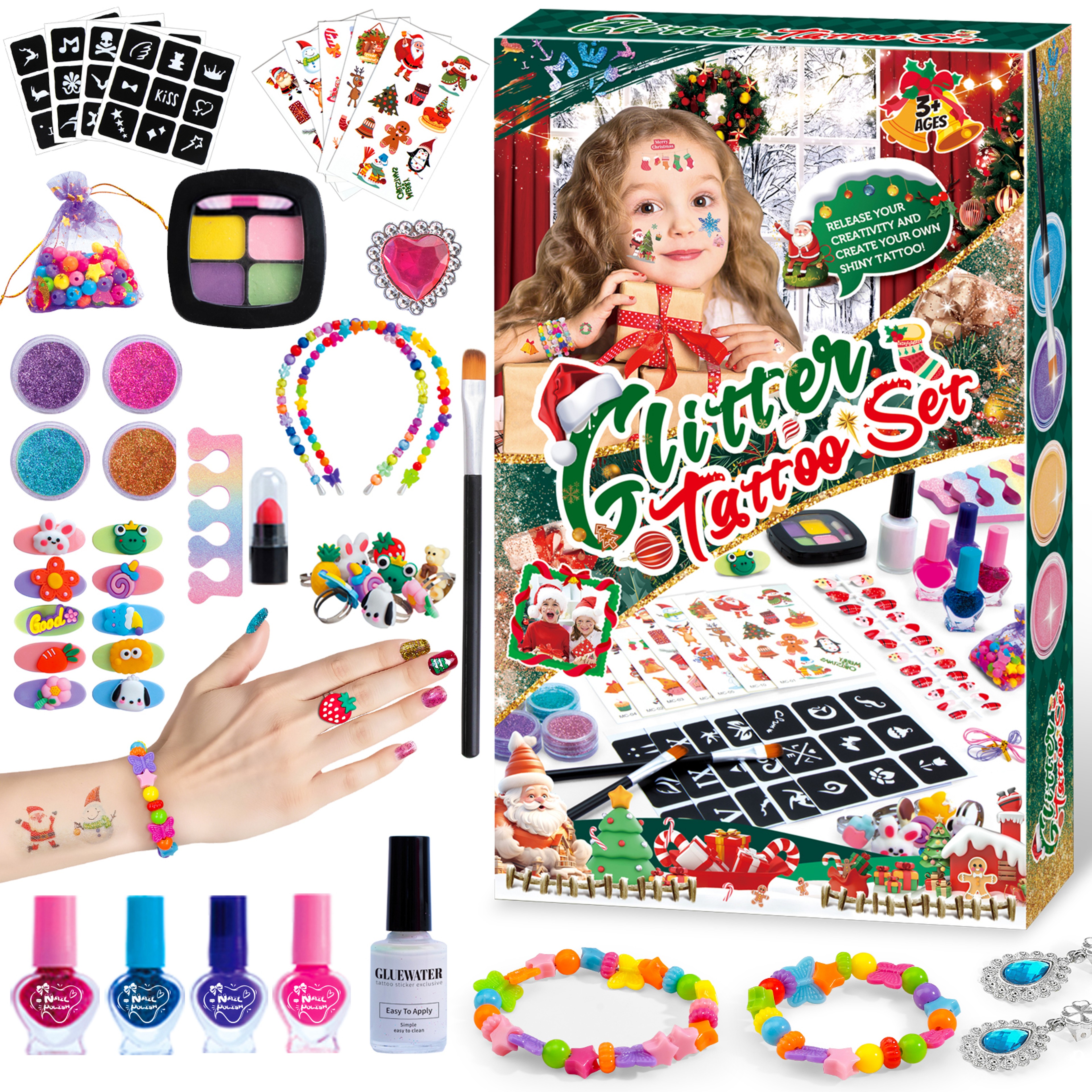 Christmas DIY Makeup And Armor Set Jewelry Beads Necklaces Hairpins Cartoon Toys Gifts For Children 0