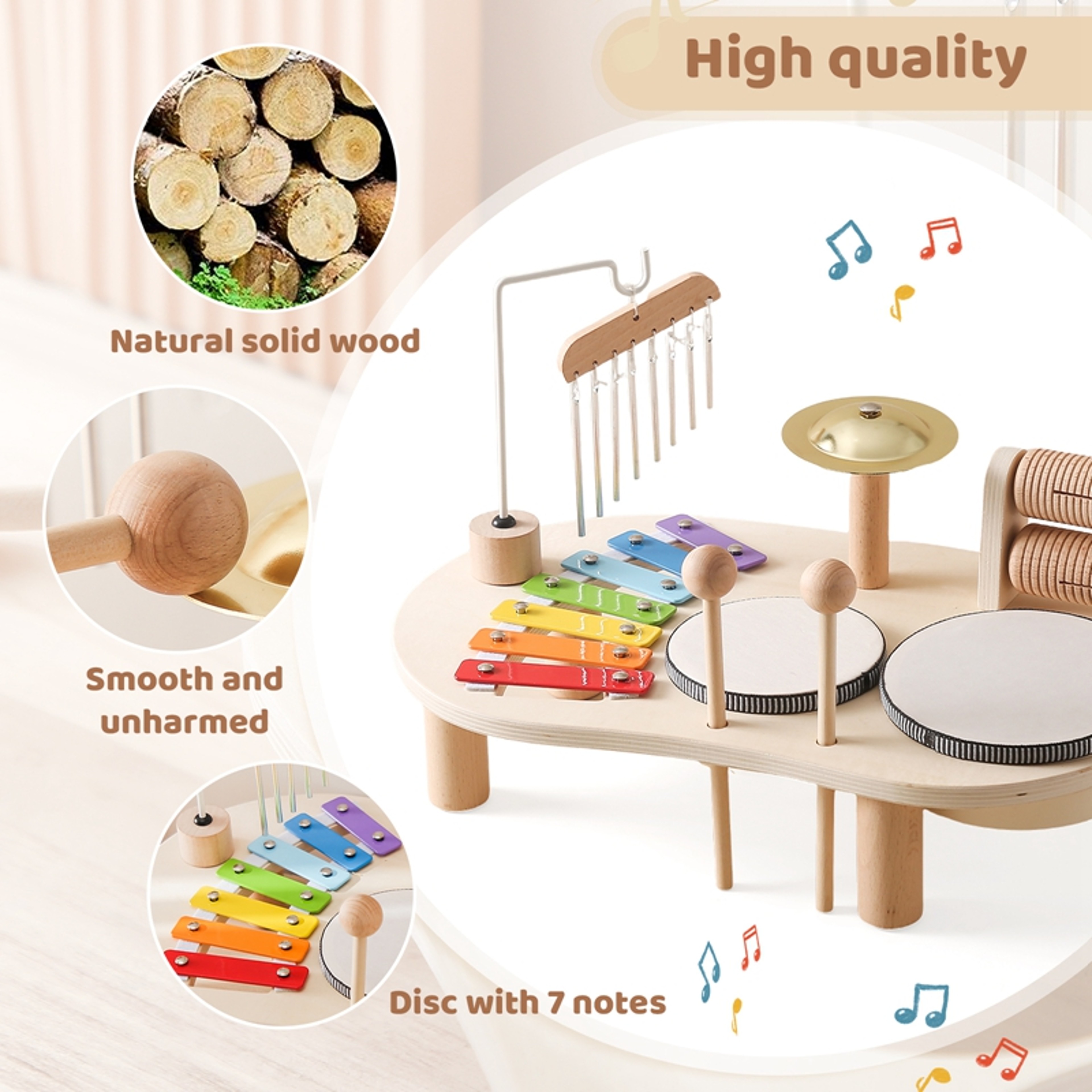 Montessori Musical Toys, Baby Educational Toys, Wooden Xylophone Aeolian Bells, Childrens Music Table Toys – view 3