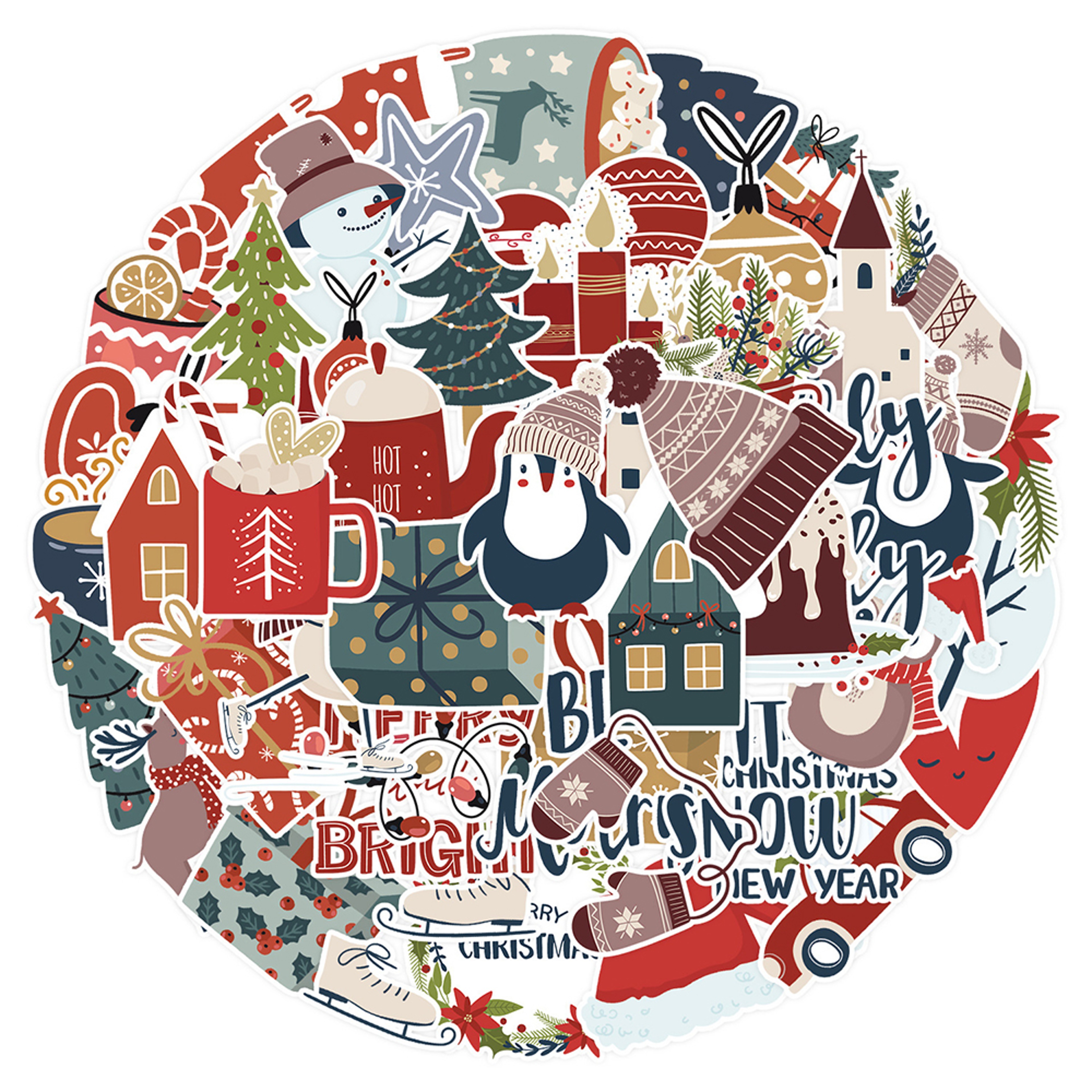 Cute Santa Claus Christmas Cartoon Stickers DIY Decal Kit for Laptop Phone Snowboard Luggage Fridge Kid Toy – view 2