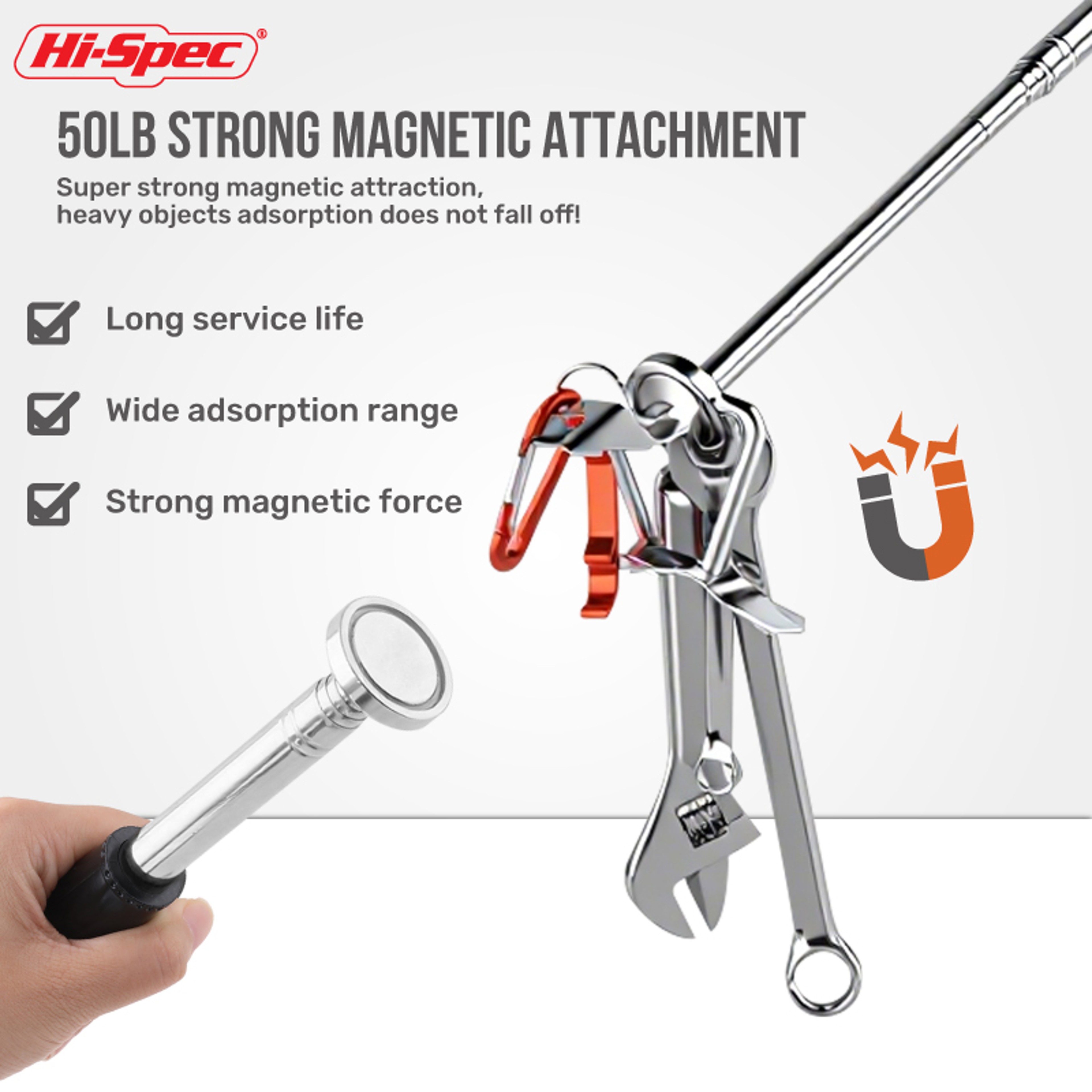 Retractable Stainless Steel 50LB Magnetic Telescopic Picker Pickup Stick Tool For Hard To Reach Are 4