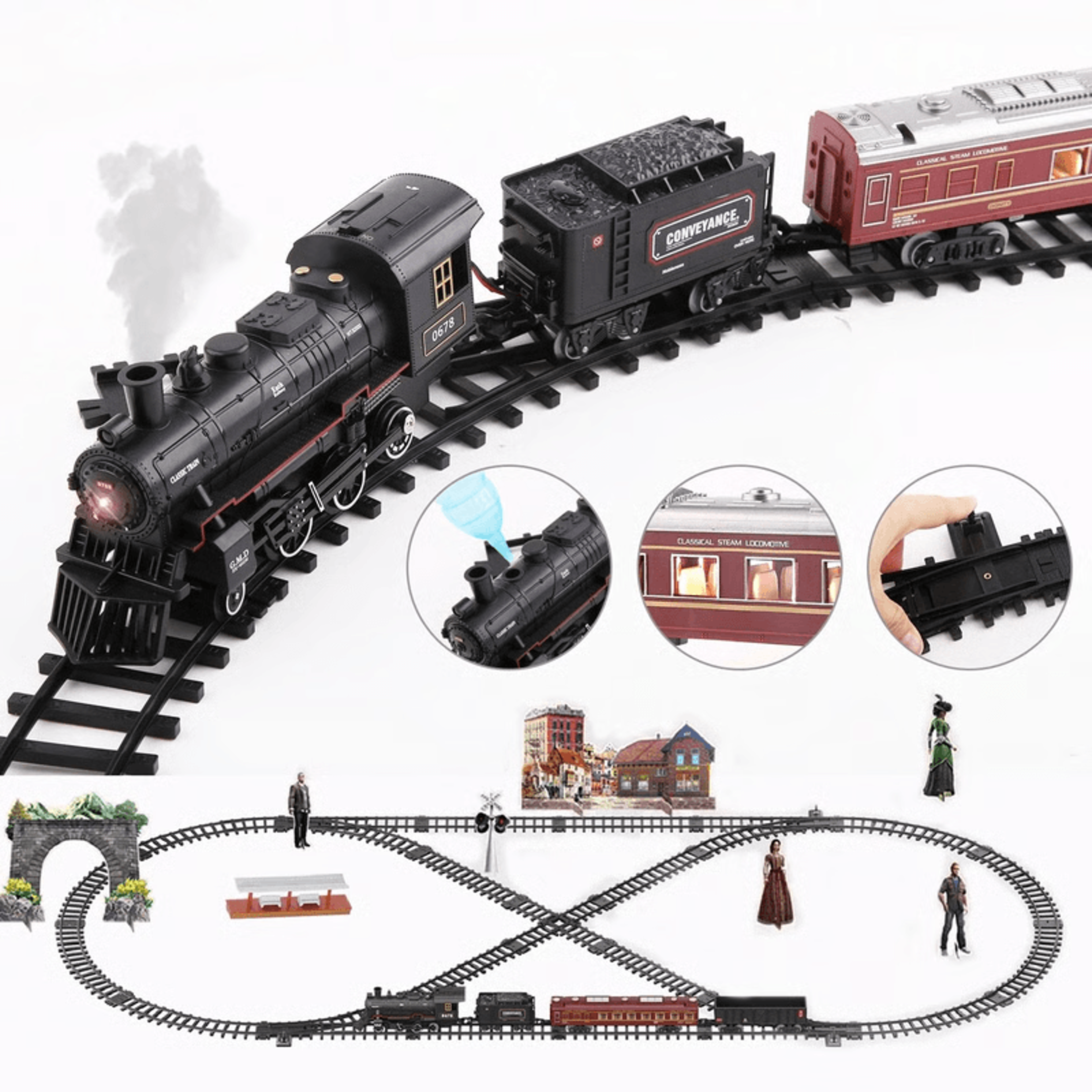 Electric Train Set With Steam Light  Sound Educational STEM Toy For Kids Playtime 5