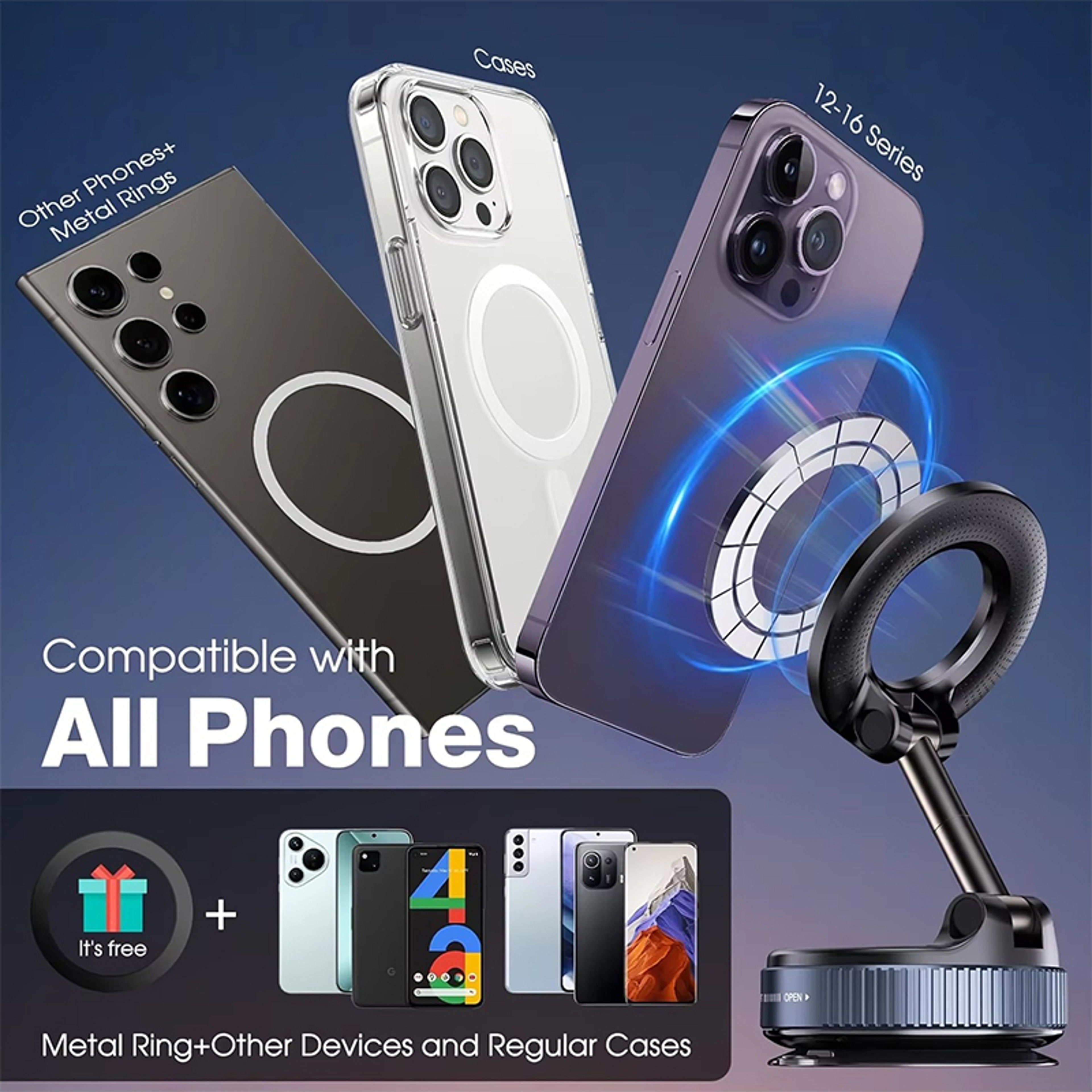 Foldable MagSafe Car Mount With Strong Suction And Rotation 3