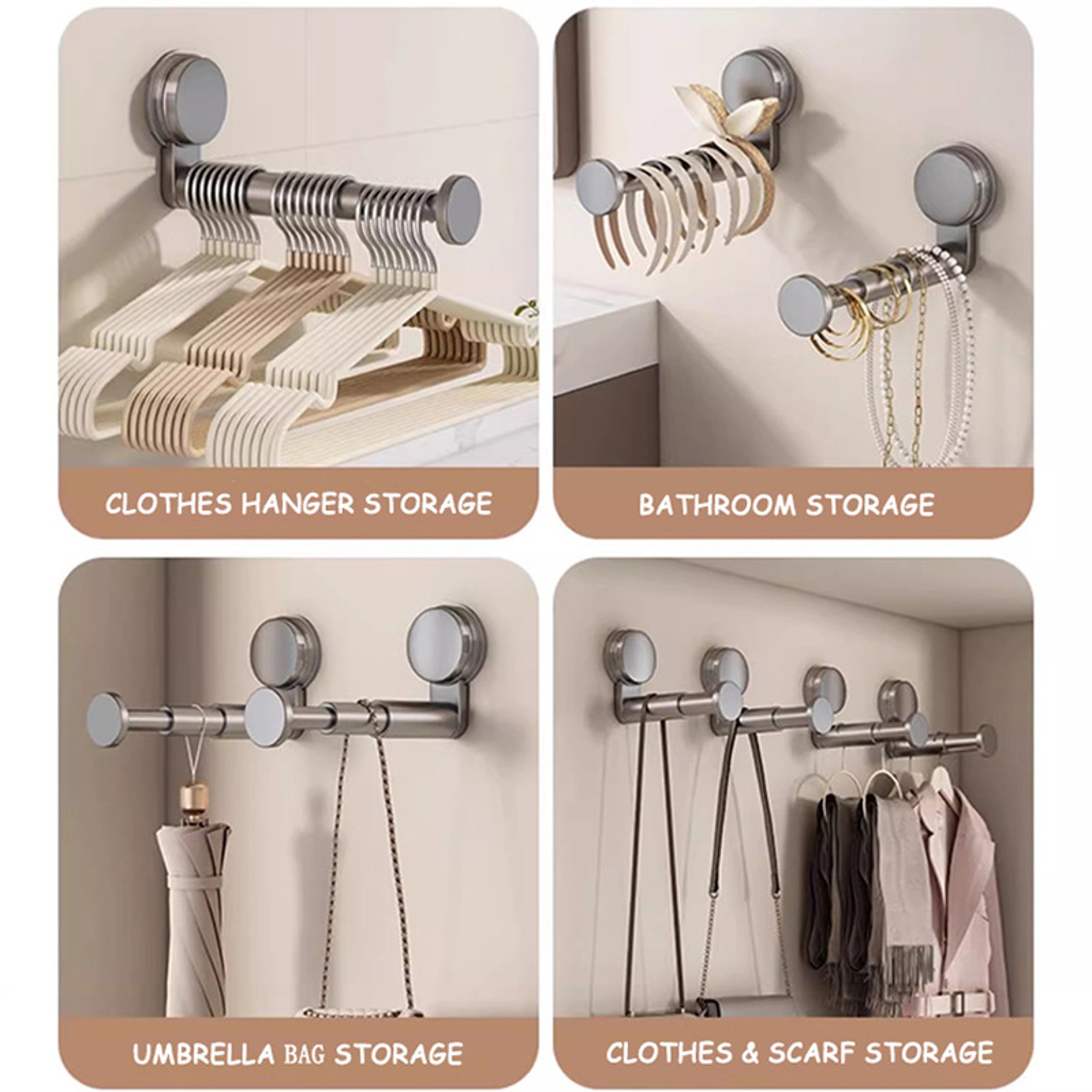 Retractable Hanger Rack No Drill Suction Cup Wall Organizer – view 6