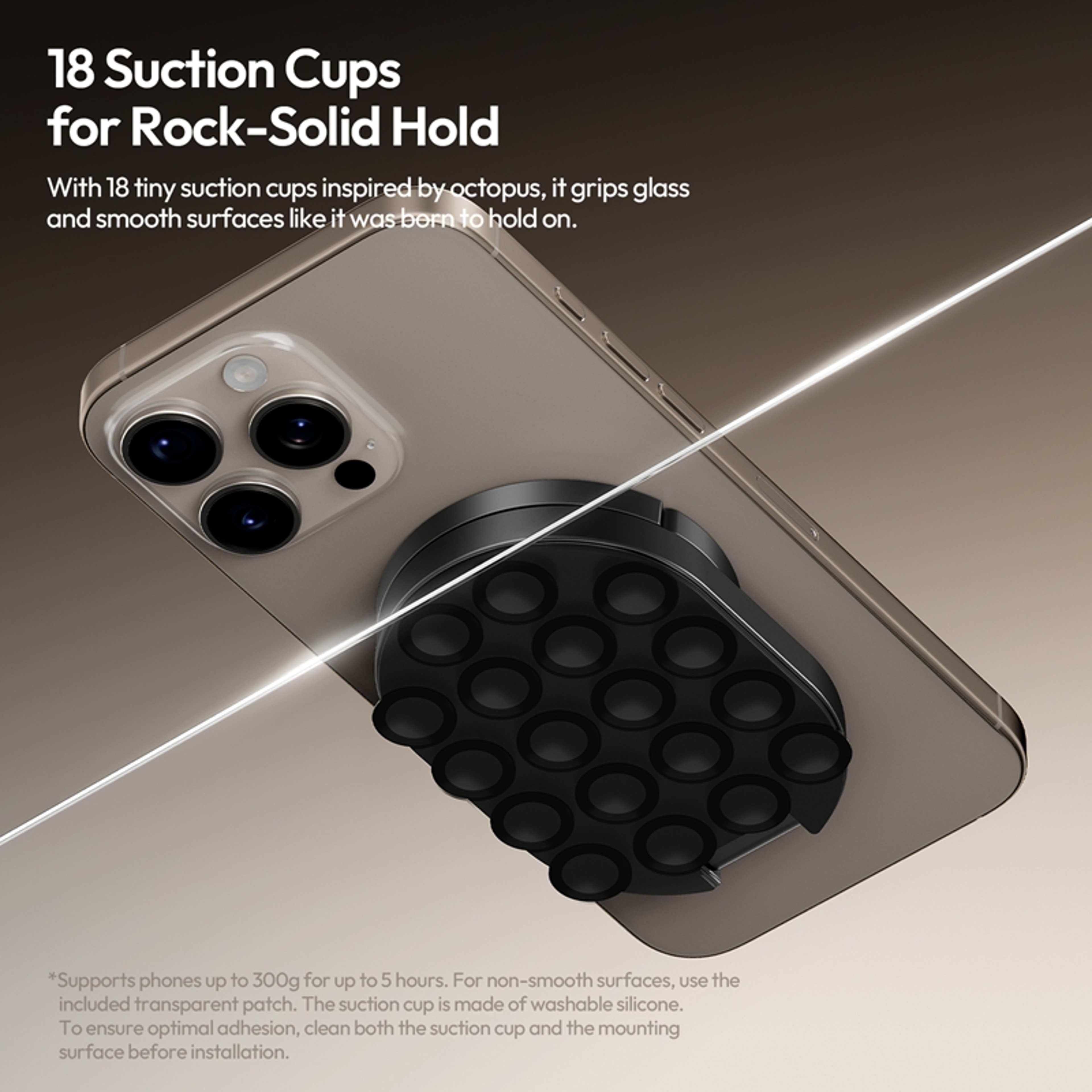 Magnetic Suction Phone Mount Stand for Car Dashboard, Desk & Glass Surfaces – view 3