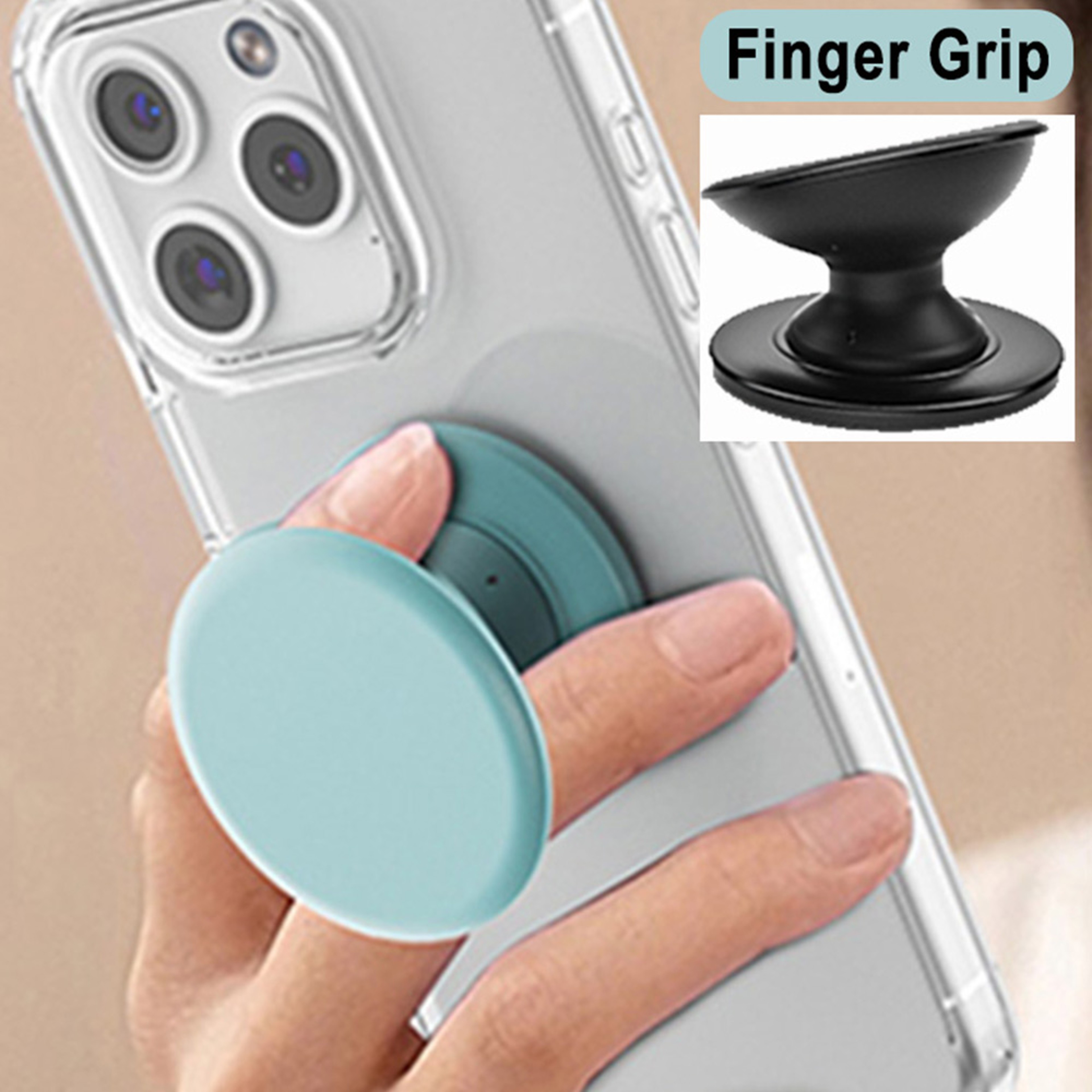 Slim Adhesive Phone Grip Stand Finger Holder for Secure One Hand Use – view 1