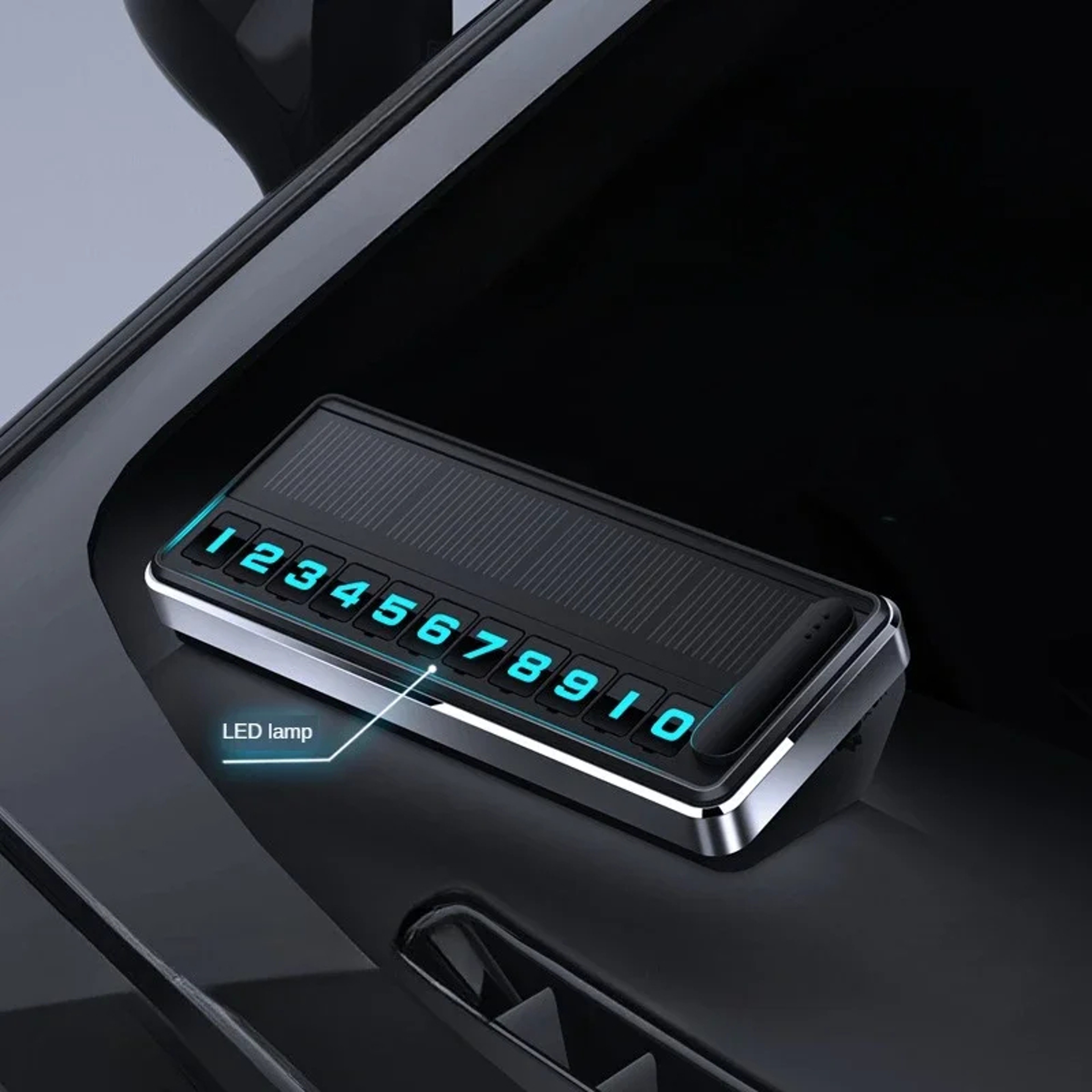 Solar LED Temporary Parking Number Plate For Cars With Hidden Phone Display 0