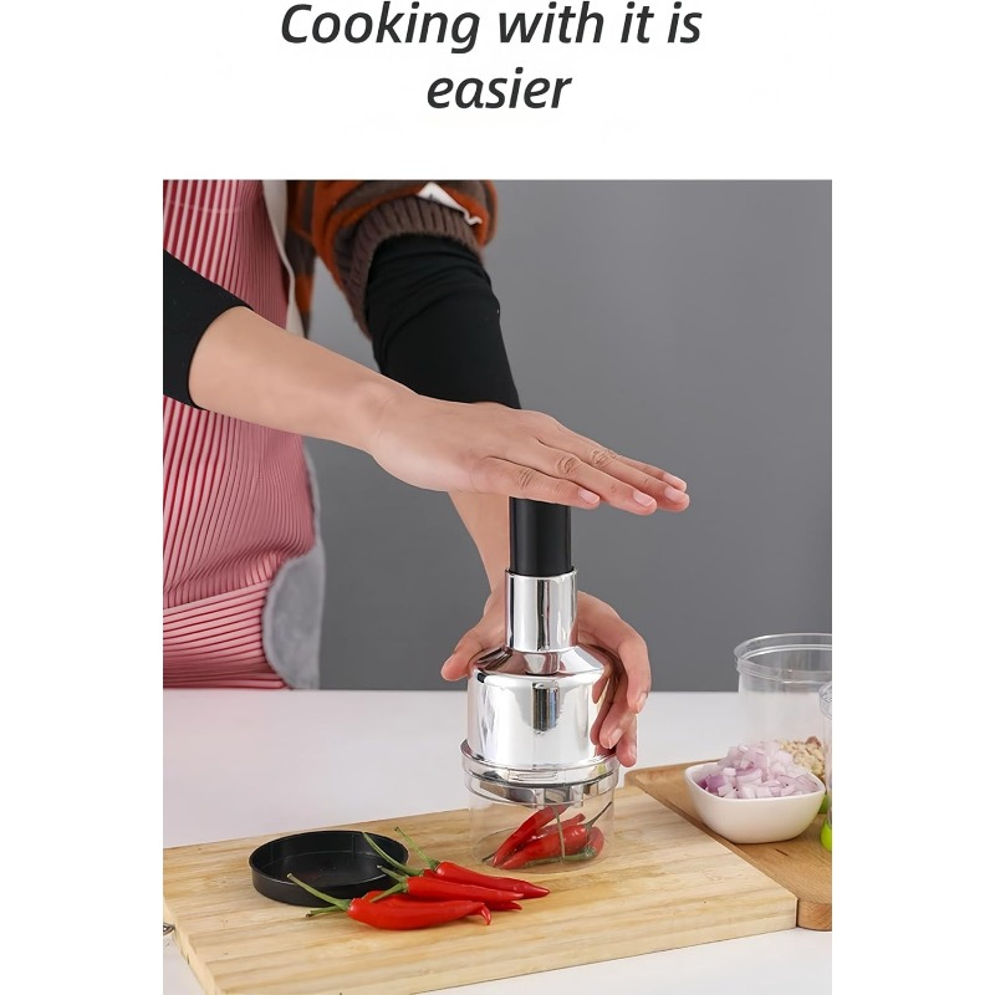 Mini Garlic Chopper Manual Food Chopper Hand Pull Vegetable Mincer 1
