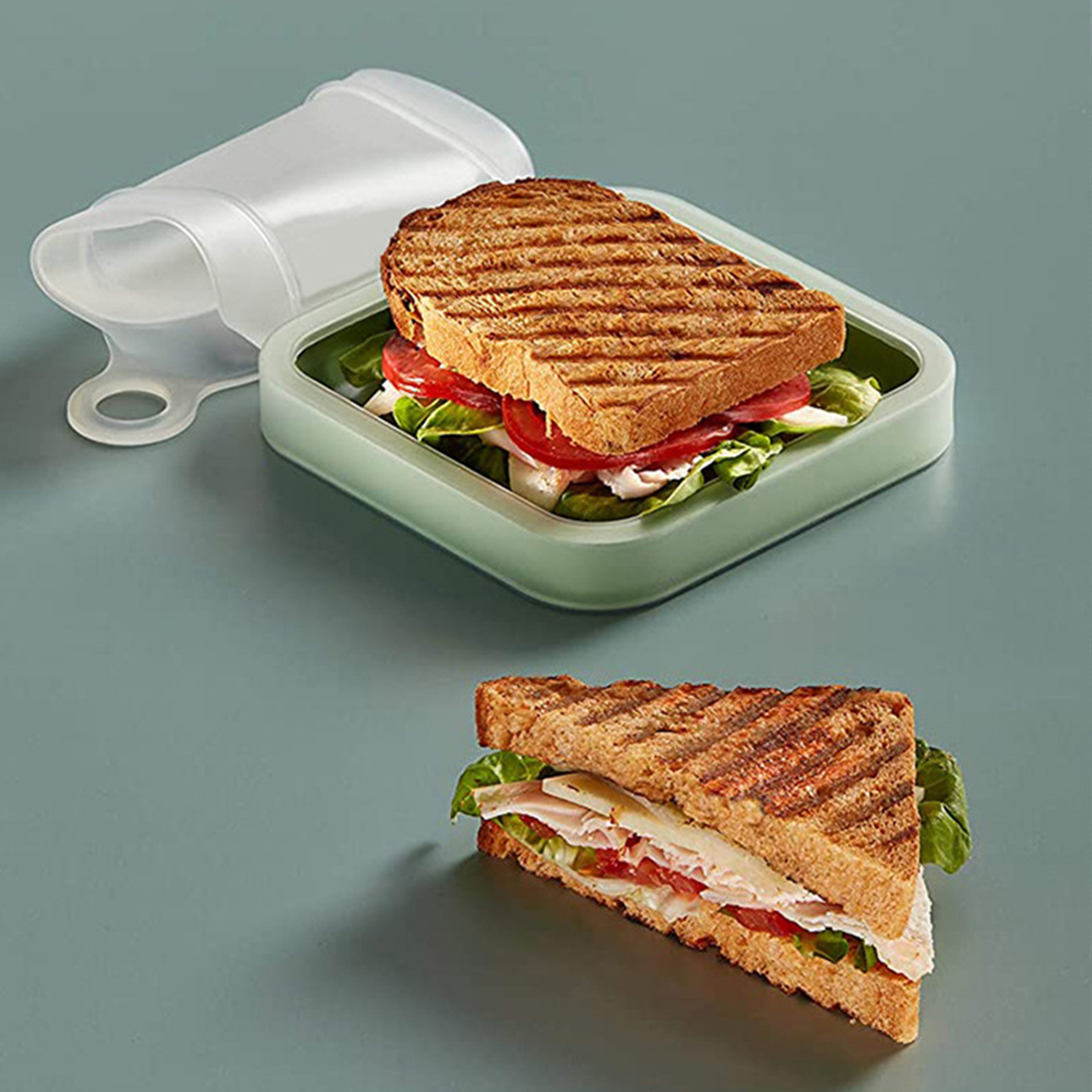Portable Silicone Lunch Box with Handle Leakproof Bento Snack Container for Kids & Office – view 1