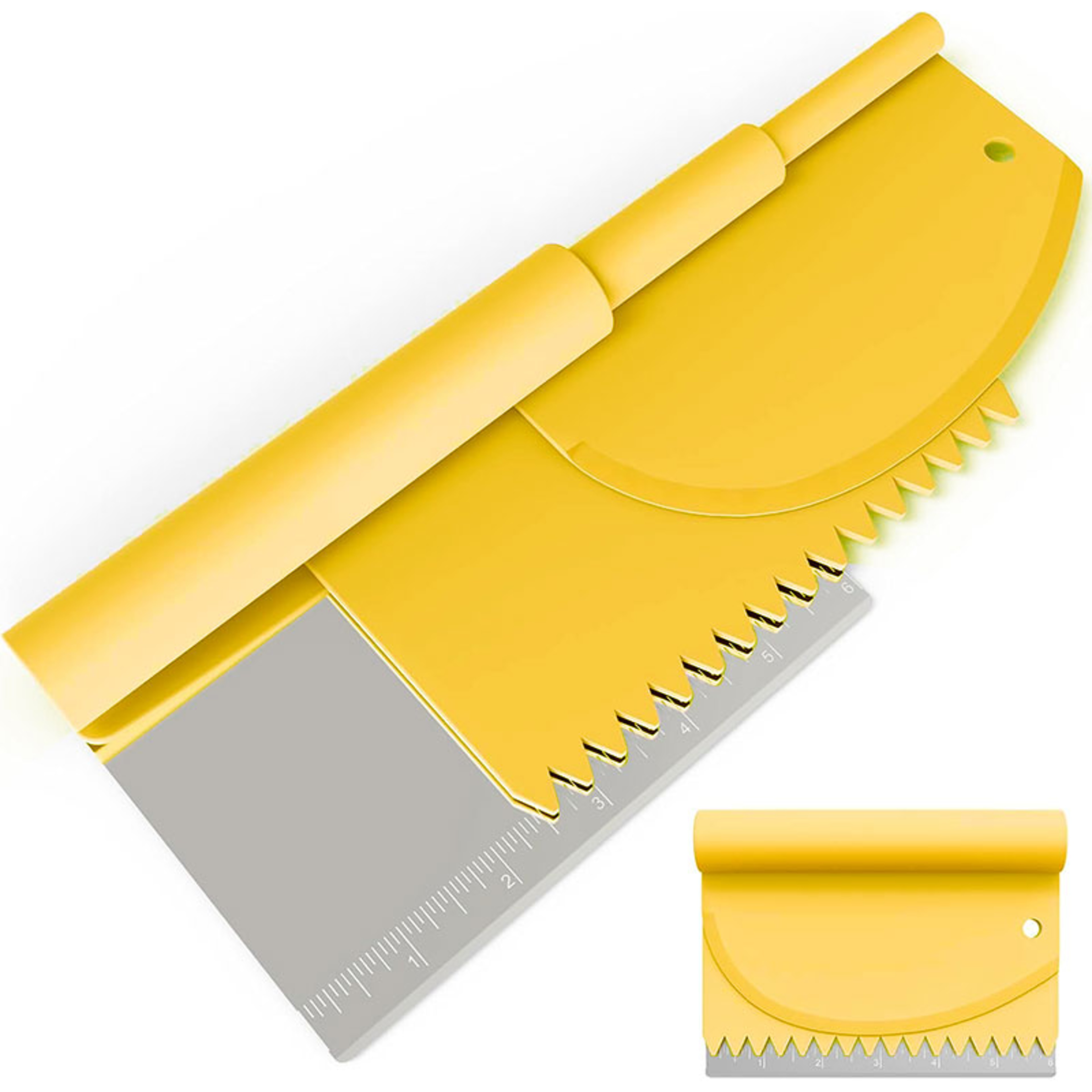 Stainless Steel Bench Scraper Set with Measuring Scale for Bread, Pizza and Pastry – view 1
