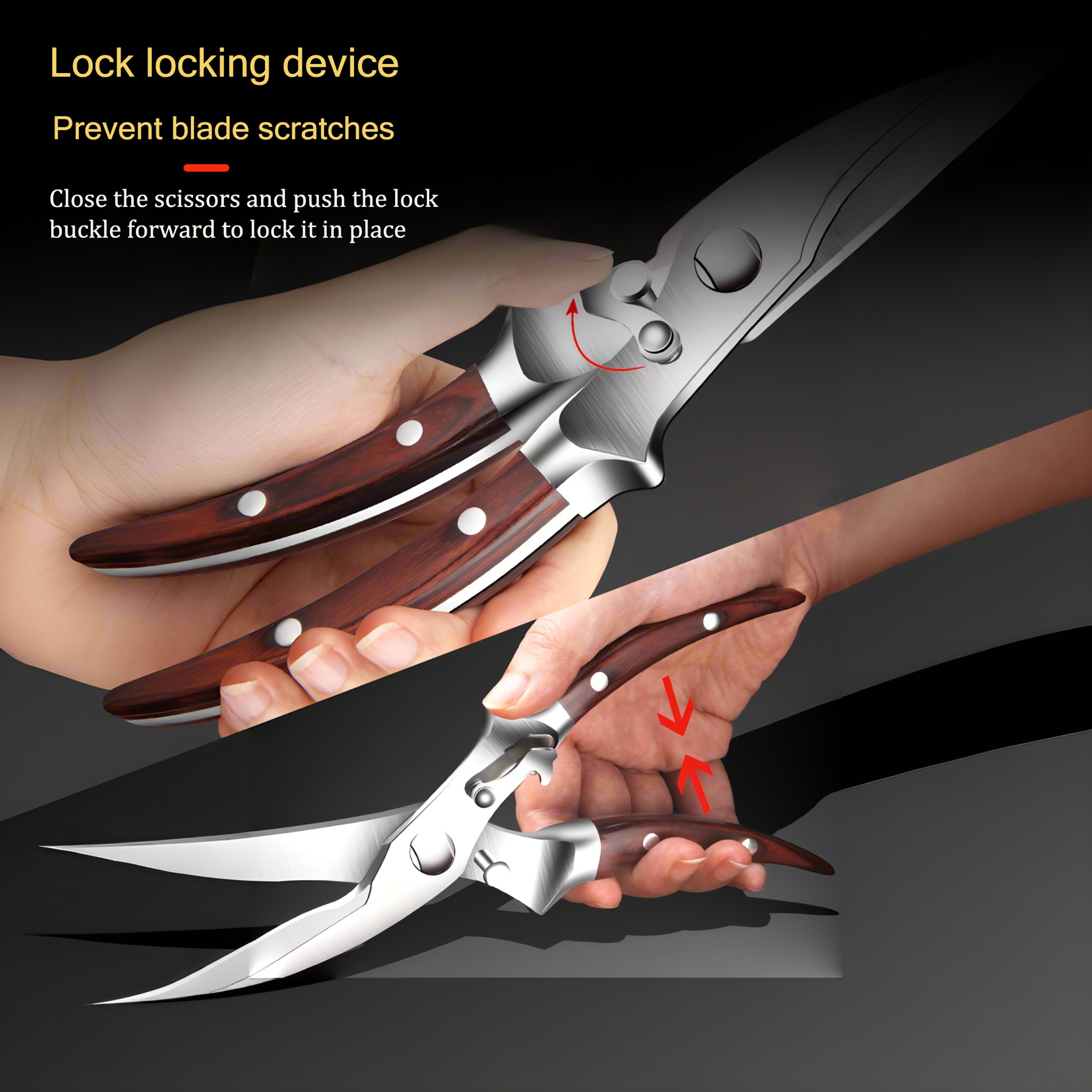 Multi Purpose Poultry Shears and Kitchen Scissors with Fish Scaler – view 3
