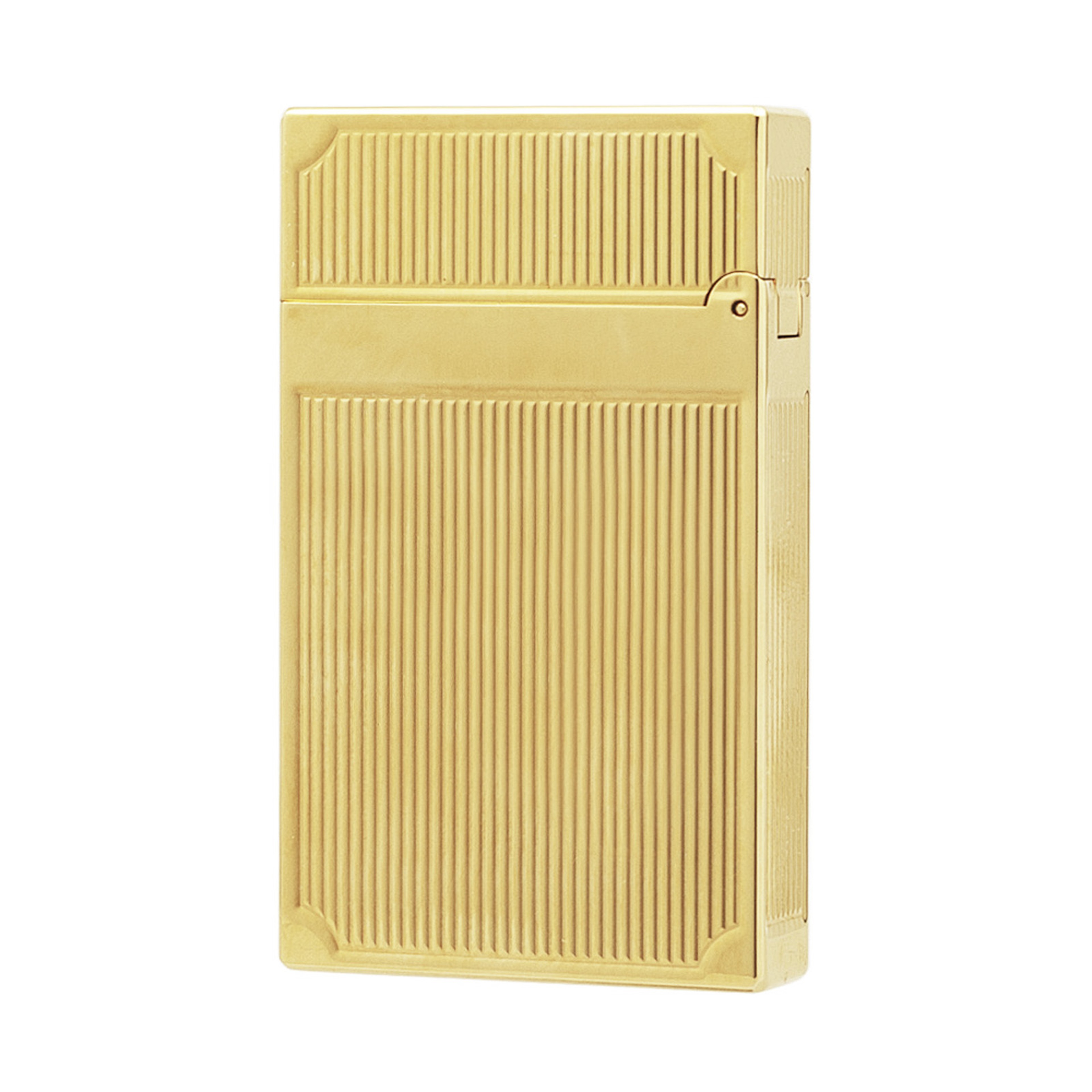 Dunant Brass Butane Lighter with Ping Sound and Vertical Stripe Design – view 2