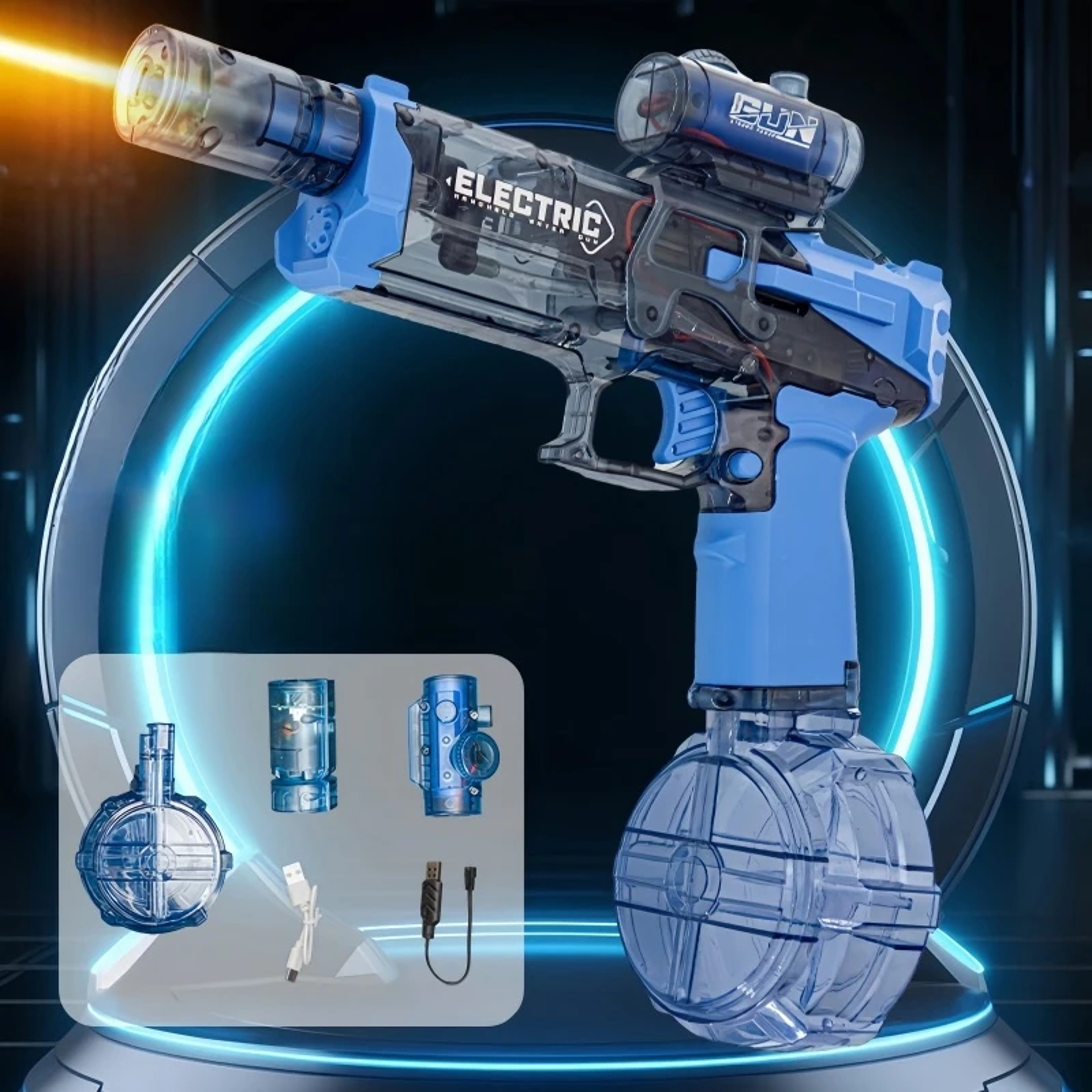 Flame Light Electric Water Gun For Kids Automatic LED Water Blaster Summer Pool Toy 8